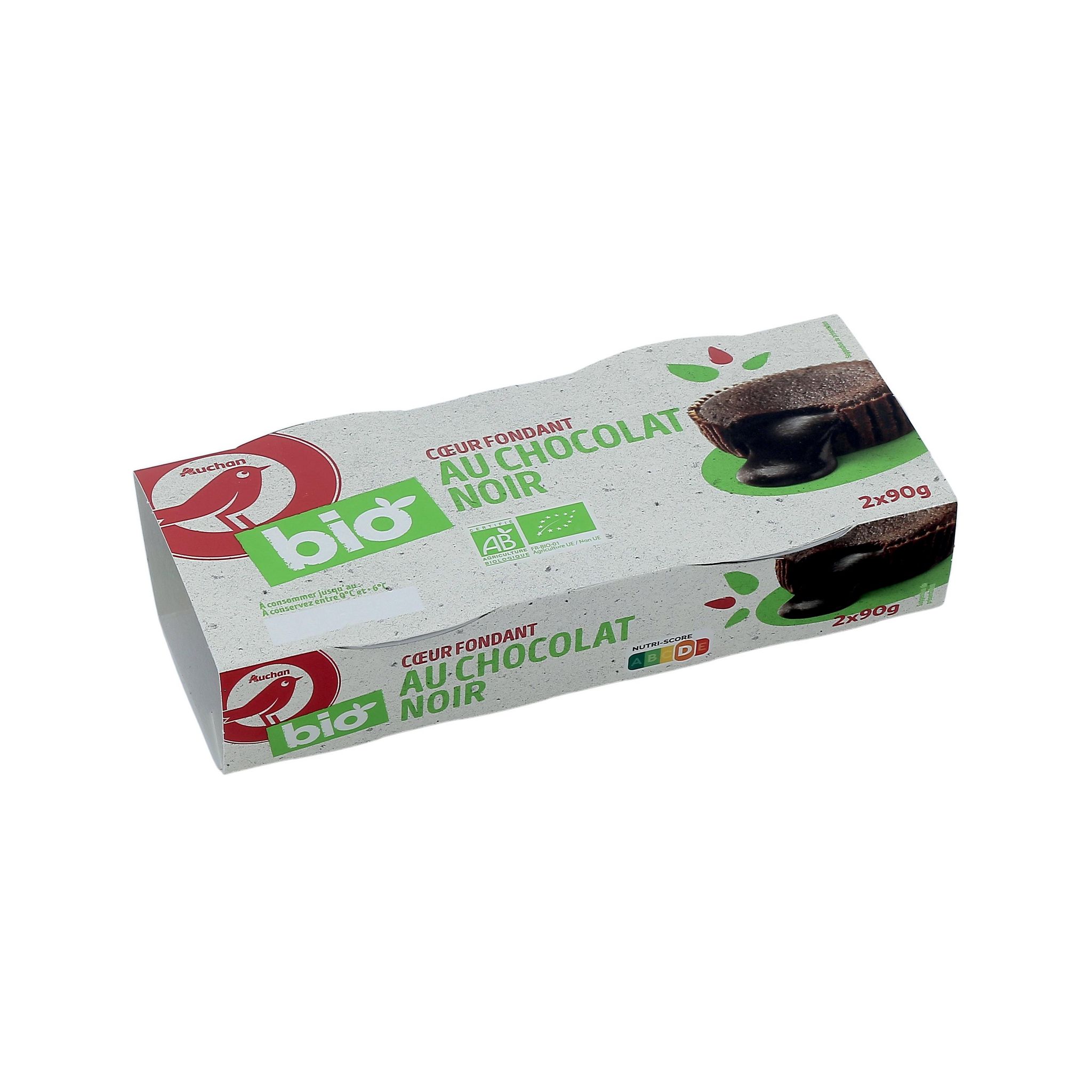 Voir la diapositive 2 : AUCHAN BIO Dessert coeur fondant au chocolat noir 2x90g