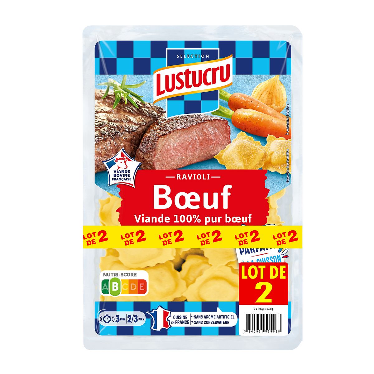 LUSTUCRU Ravioli 100% pur boeuf 600g
