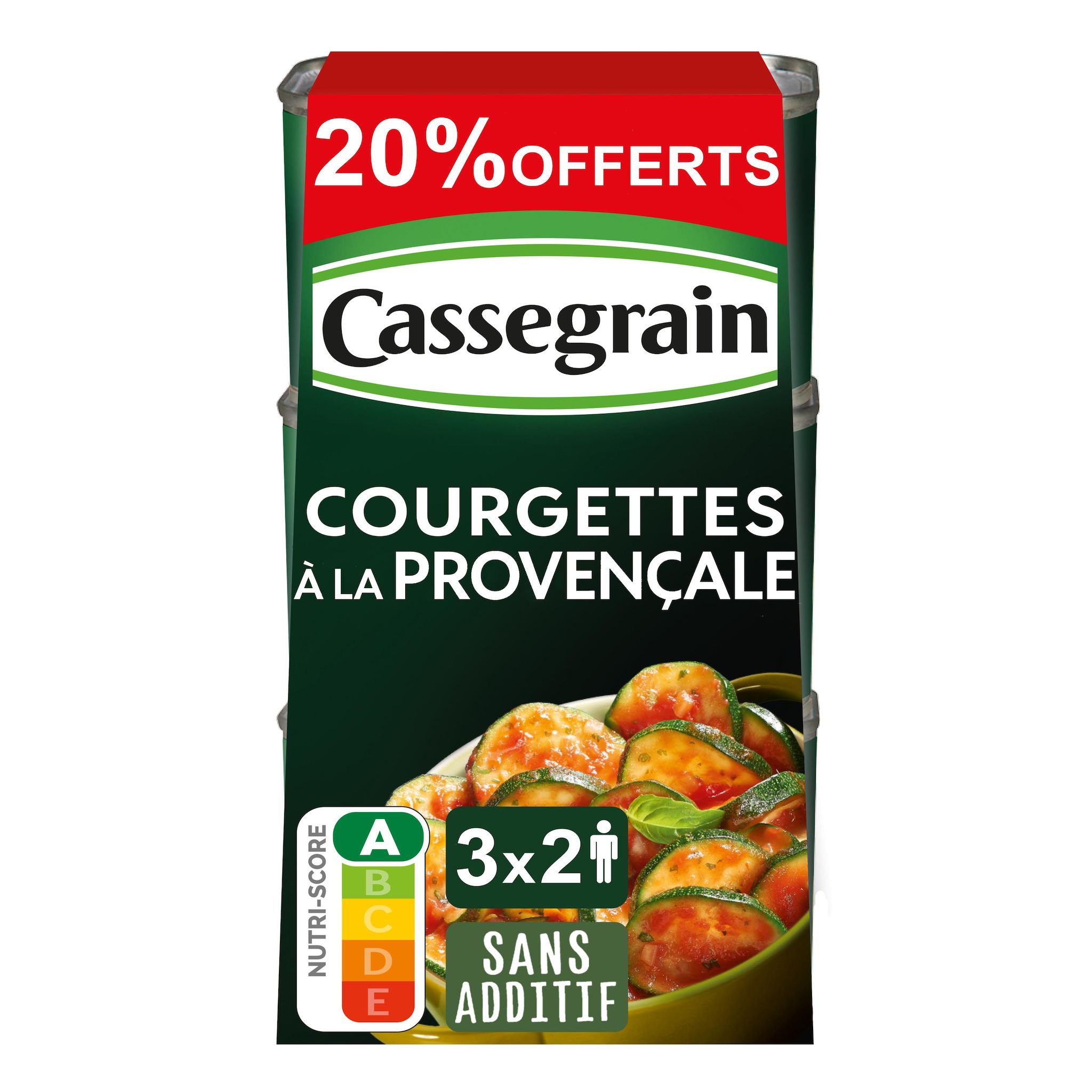 CASSEGRAIN Courgettes cuisinées à la provençale et huile d'olive 3x375g