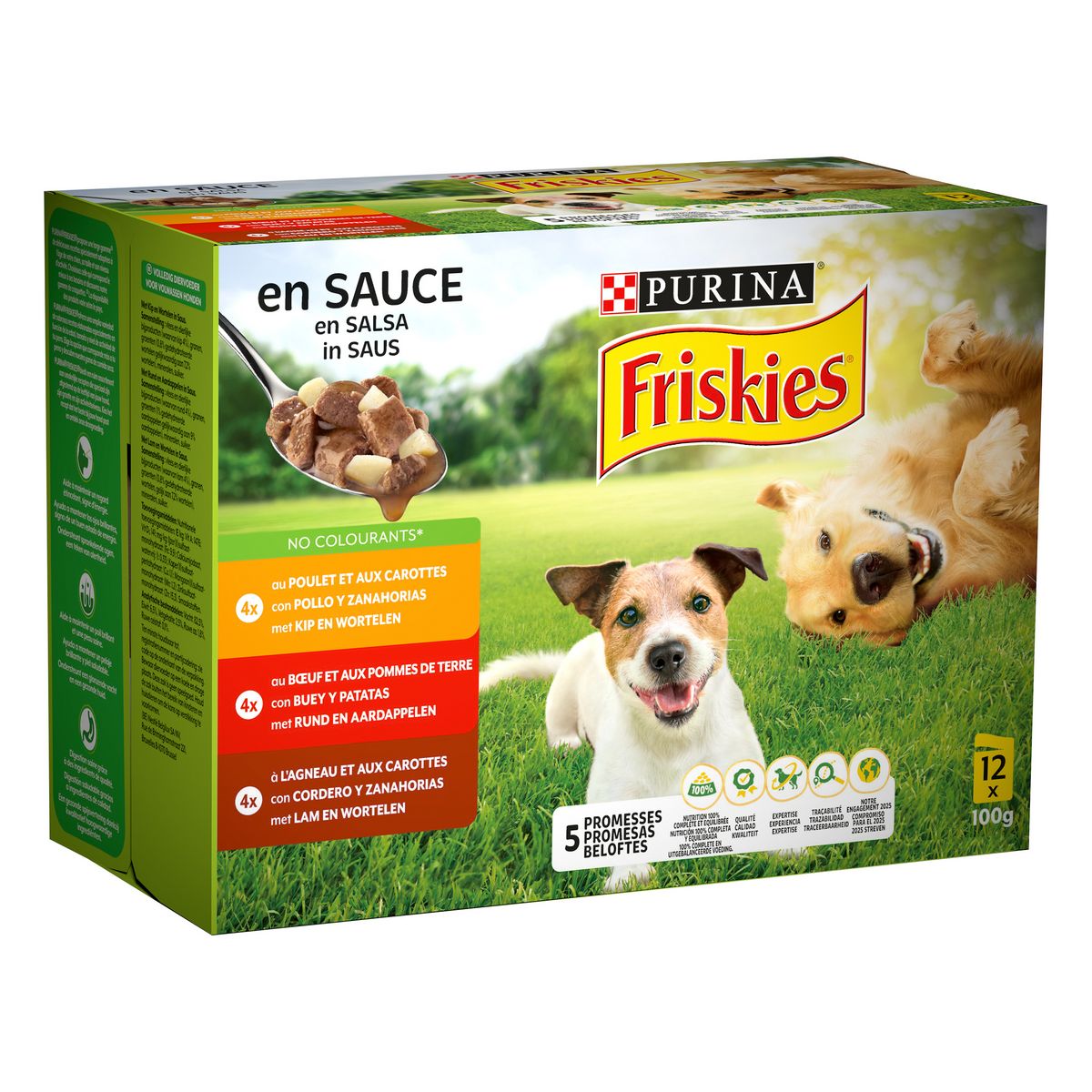 FRISKIES Sachets repas en sauce poulet bœuf agneau pour chien 12 sachets 12x100g