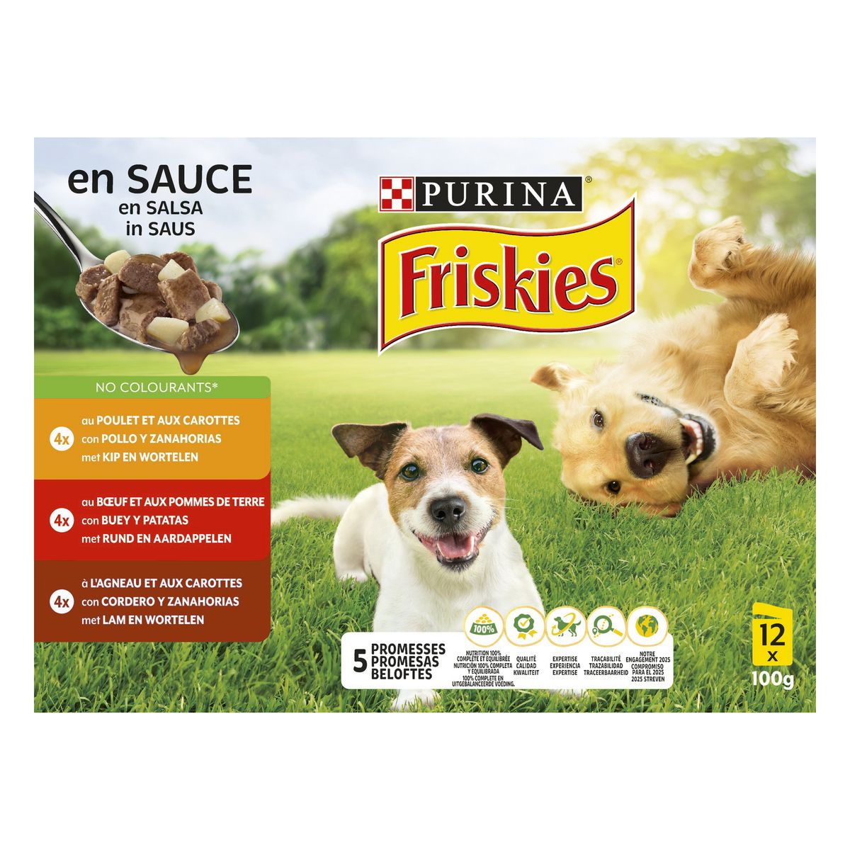 FRISKIES Sachets repas en sauce poulet bœuf agneau pour chien 12 sachets 12x100g