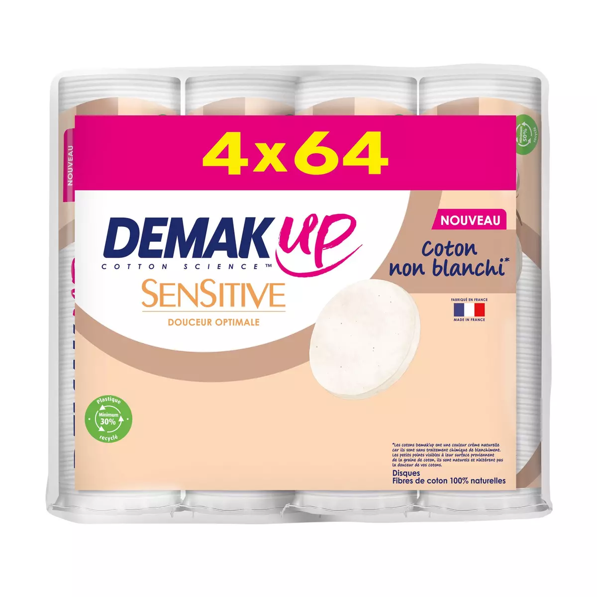 DEMAK'UP Disques coton sensitive 4x64 disques