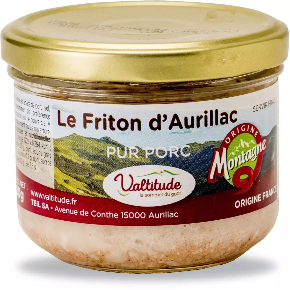 VALTITUDE Le friton d'Aurillac pur porc 320g