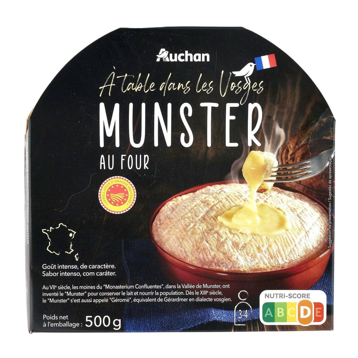 AUCHAN GOURMET Fromage au four 3/4 parts 500g