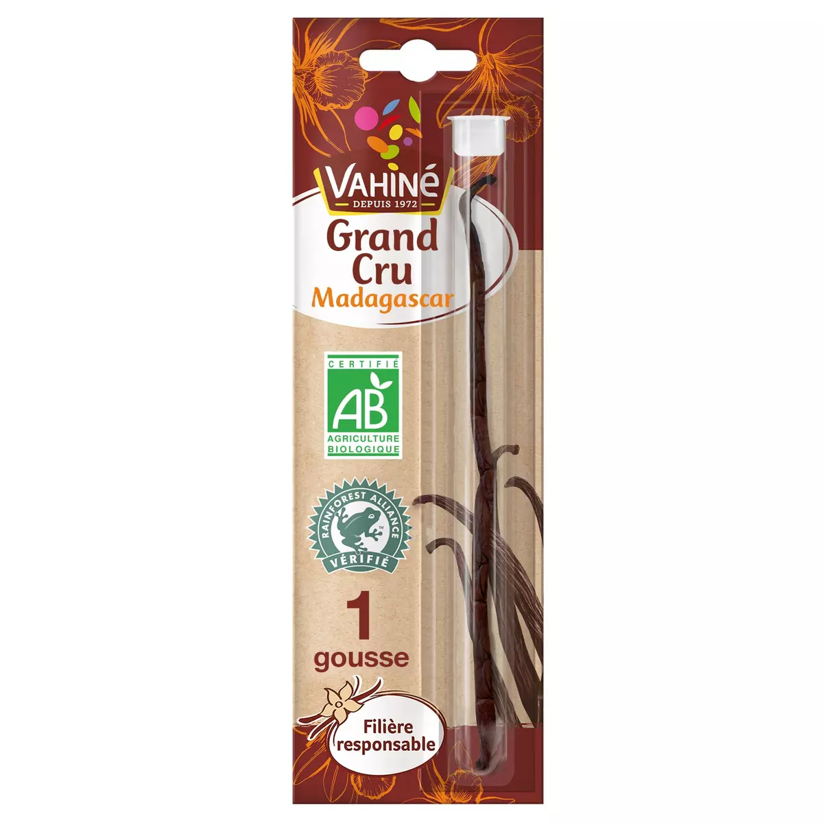 VAHINE Gousse de vanille grand cru de Madagascar bio 3g