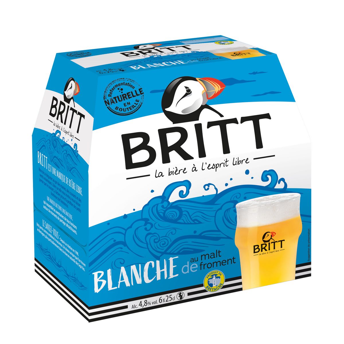 BRITT Bière blanche 4.8% pack bouteilles 6x25cl