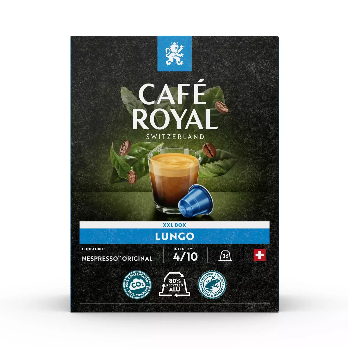 CAFE ROYAL Capsules de café lungo Intensité 4 compatibles Nespresso 36 capsules 190g