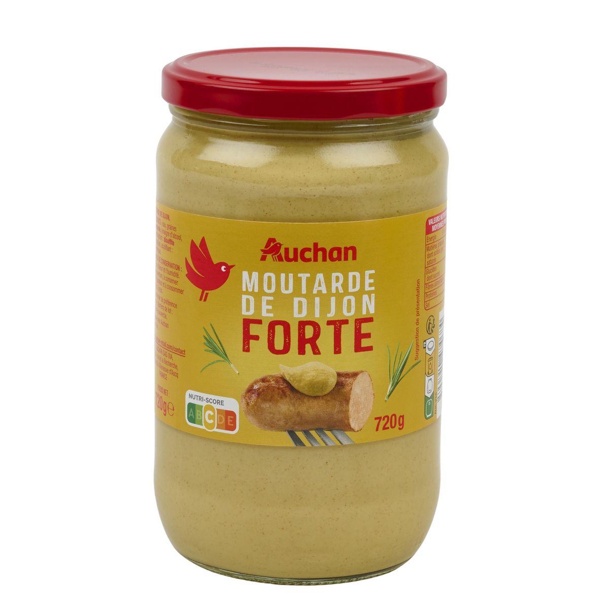 AUCHAN Moutarde de Dijon forte en bocal 720g