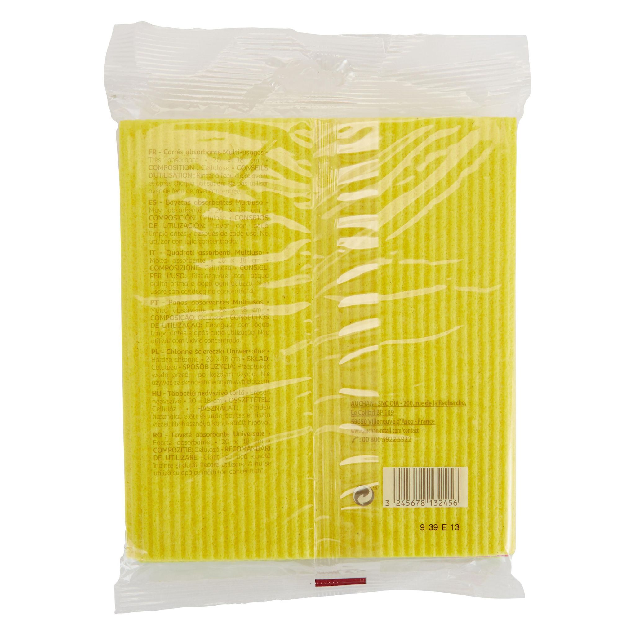 Voir la diapositive 2 : AUCHAN Lavettes multi-usages 5 lavettes