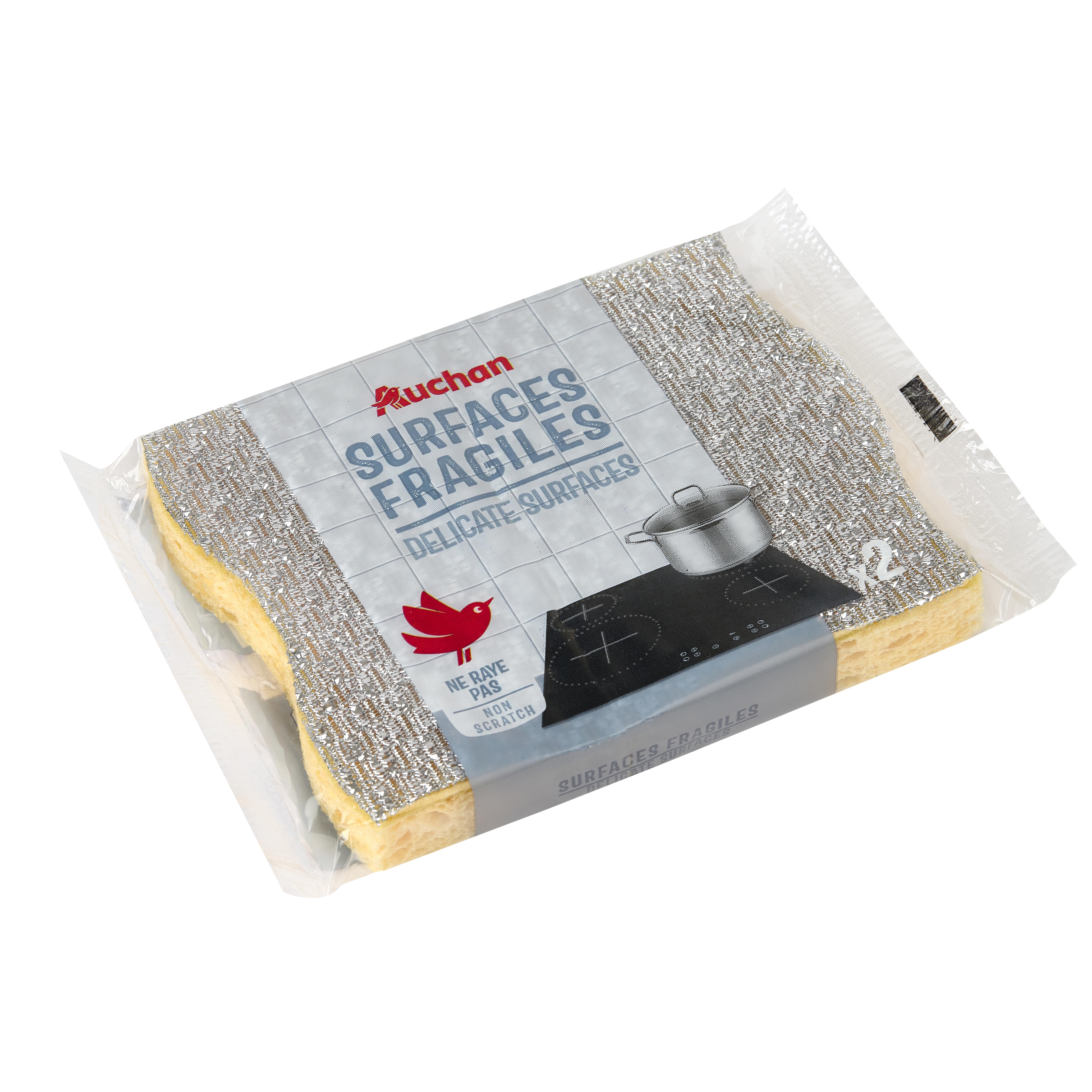 Voir la diapositive 2 : AUCHAN Éponges cuisine vitro-céramique 2 éponges