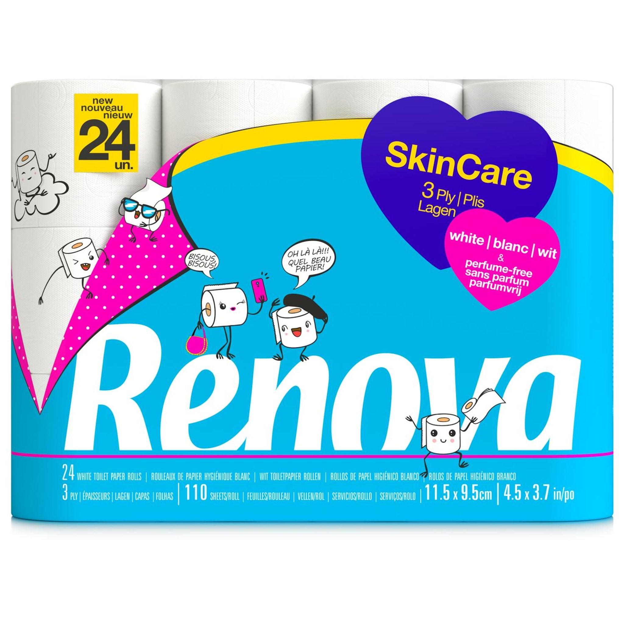 RENOVA Papier toilette blanc skin care 24 rouleaux
