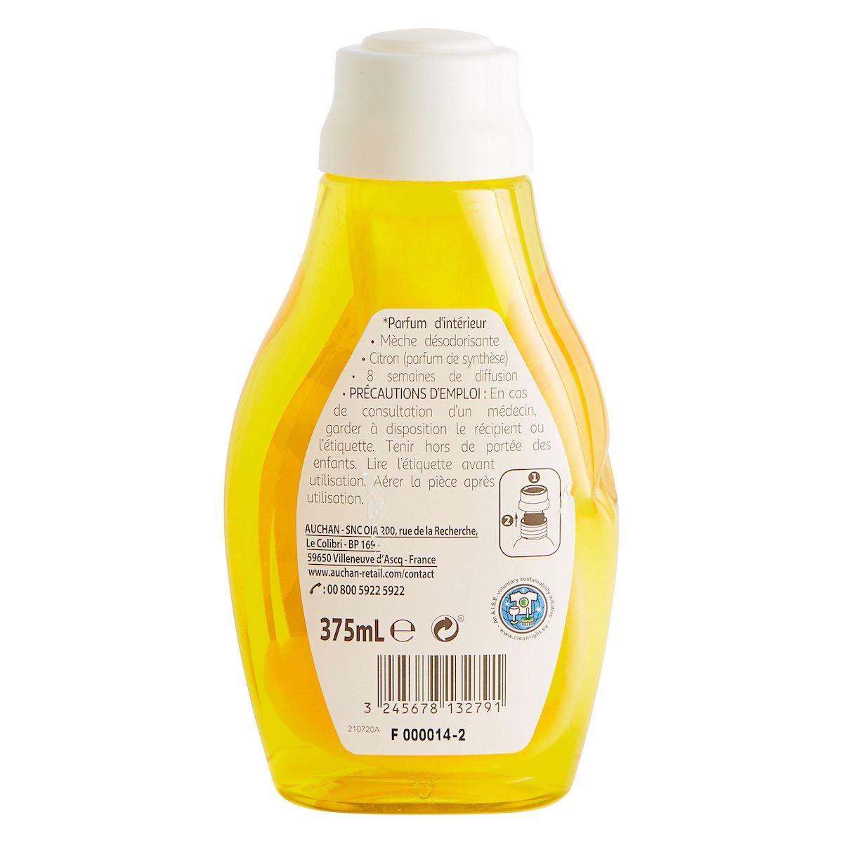 AUCHAN Mèche désodorisante citron 375ml