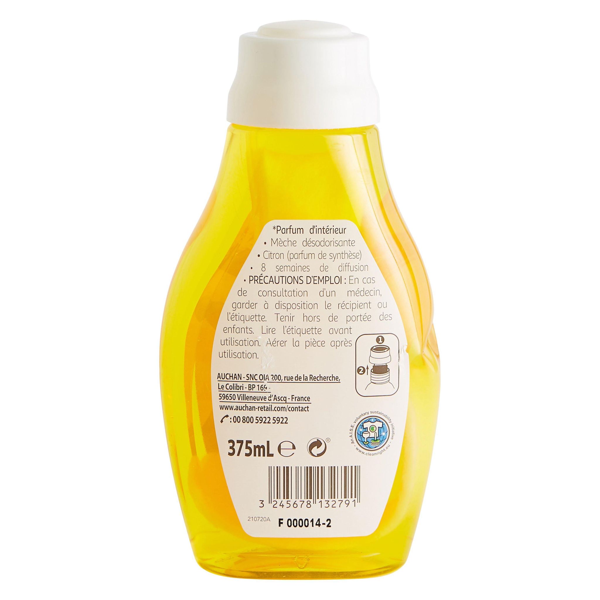 Voir la diapositive 2 : AUCHAN Mèche désodorisante citron 375ml