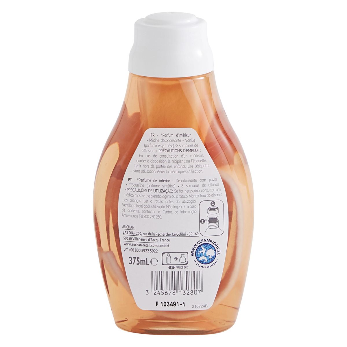 AUCHAN Mèche désodorisante vanille 375ml