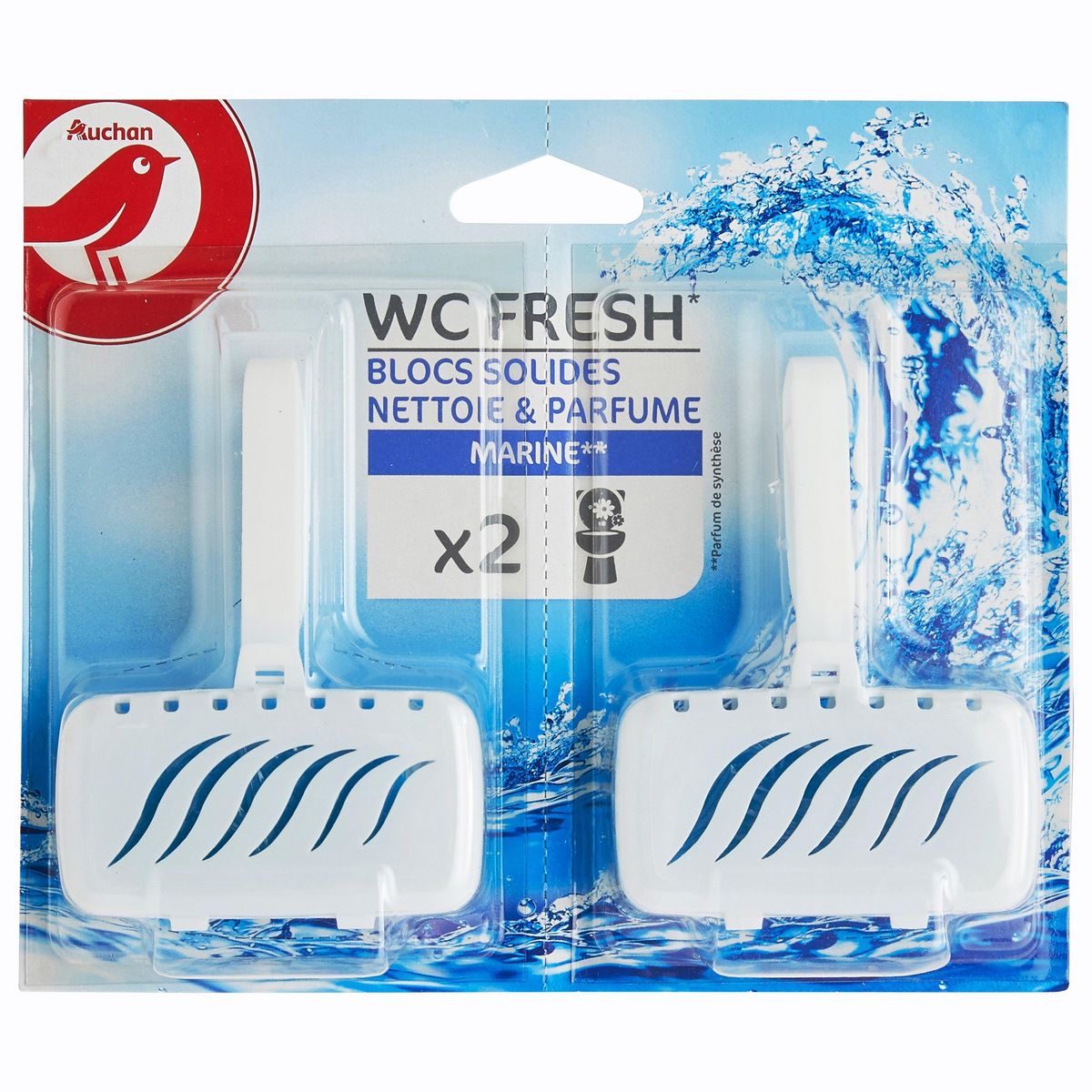 AUCHAN Blocs WC fraîcheur marine 2 blocs