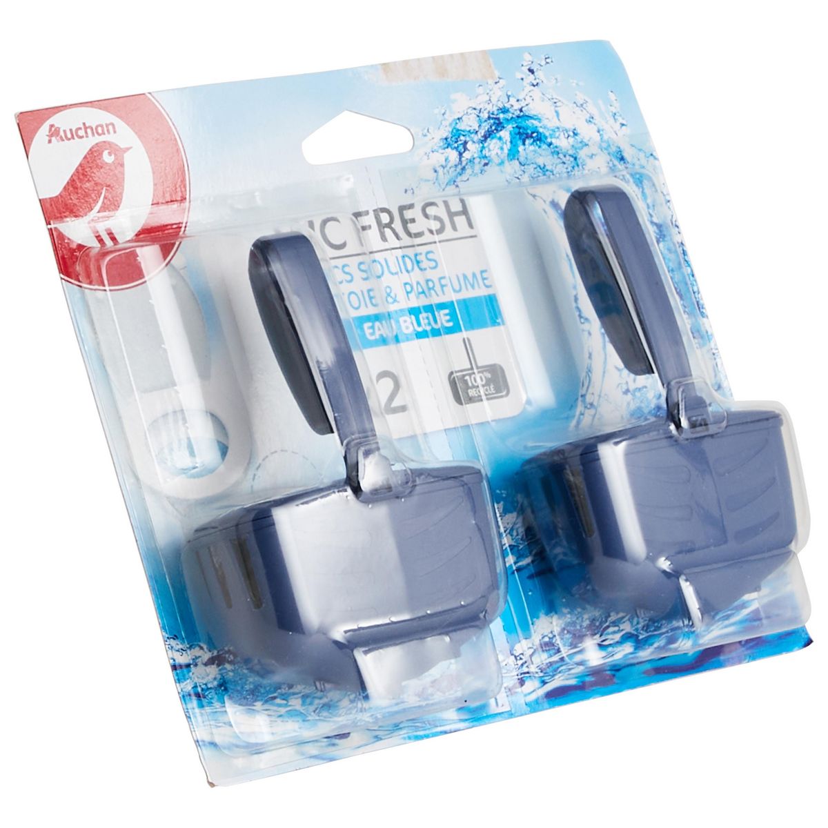 AUCHAN Blocs Wc Fresh nettoie et parfume eau bleue 2 blocs