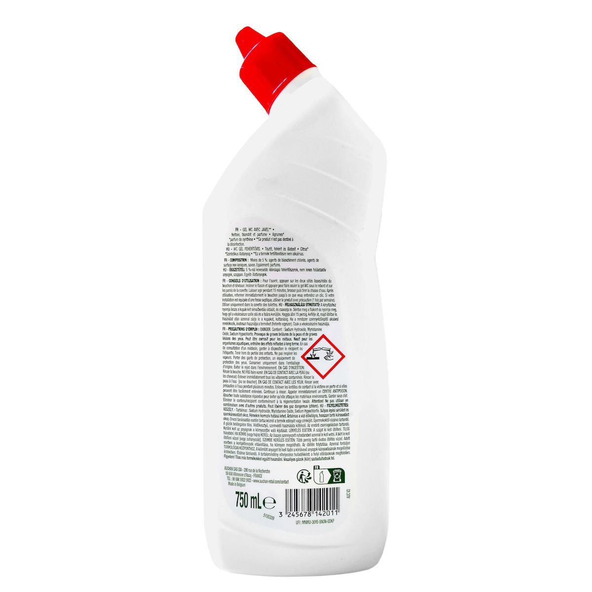 AUCHAN Gel WC avec javel agrumes 750ml