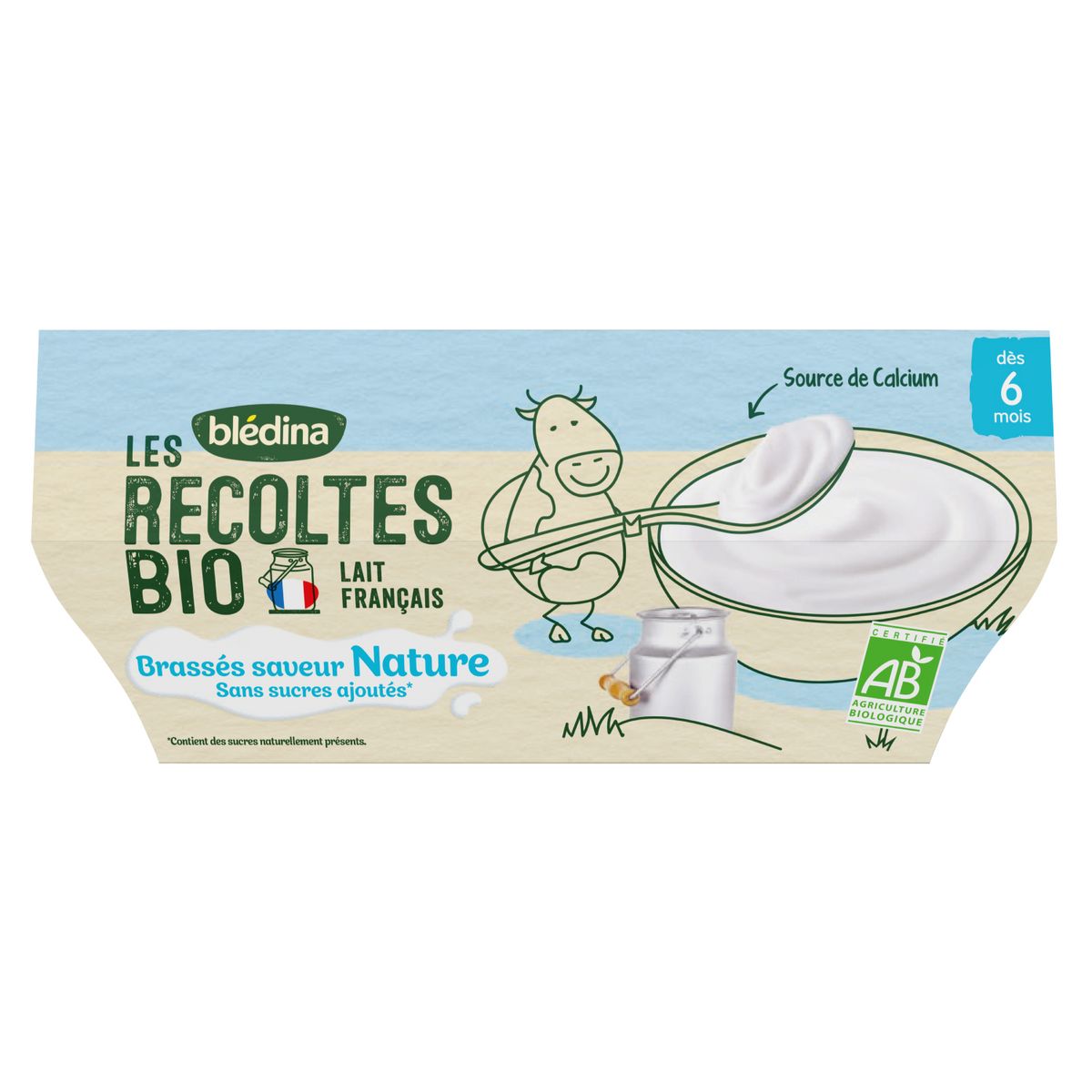 BLEDINA Petit pot dessert brassés nature bio dès 6 mois 4x100g