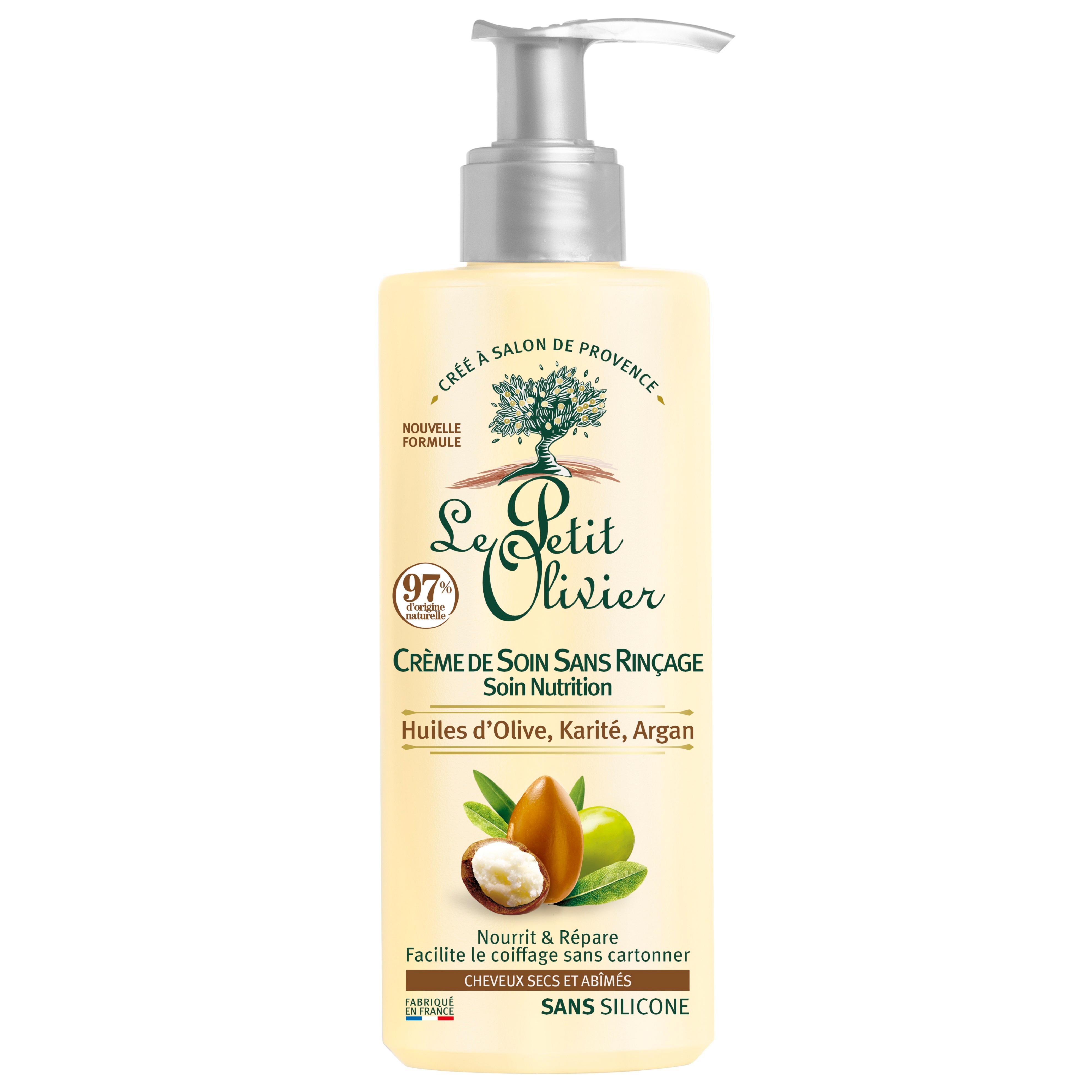 LE PETIT OLIVIER Crème de soin nutrition sans rinçage huiles d'olive, karité, argan cheveux secs et abîmés 200ml