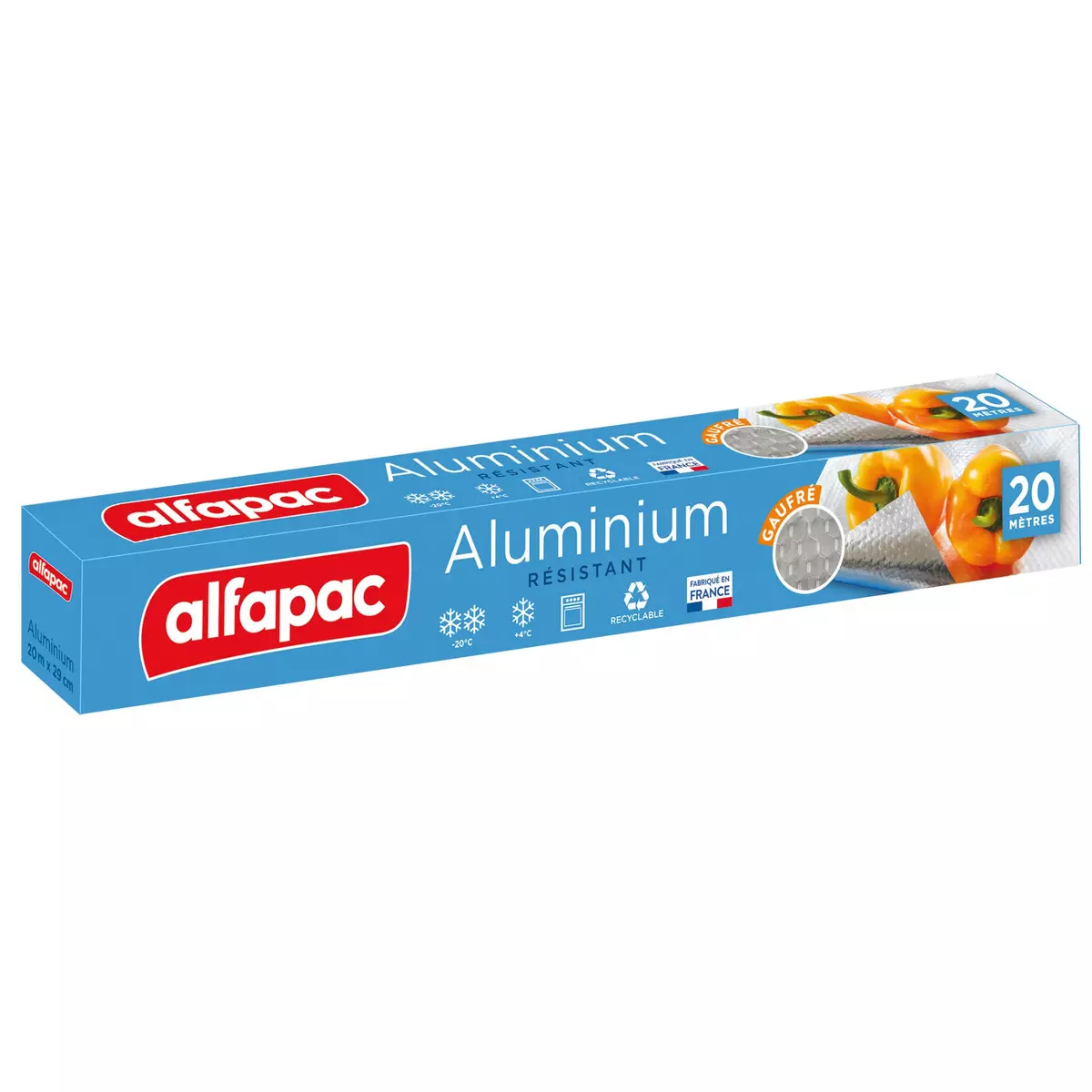ALFAPAC Aluminium gaufré et résistant 20m 1 rouleau