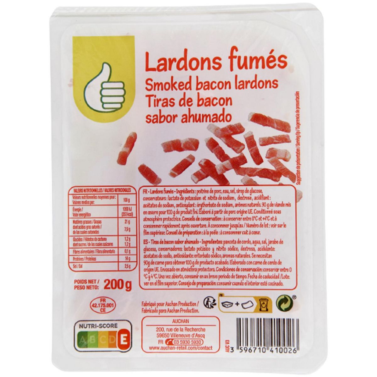 POUCE Lardons fumés 200g