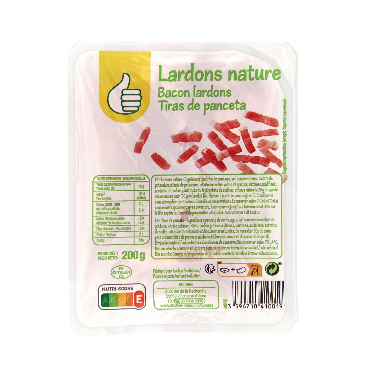 POUCE Lardons nature 200g
