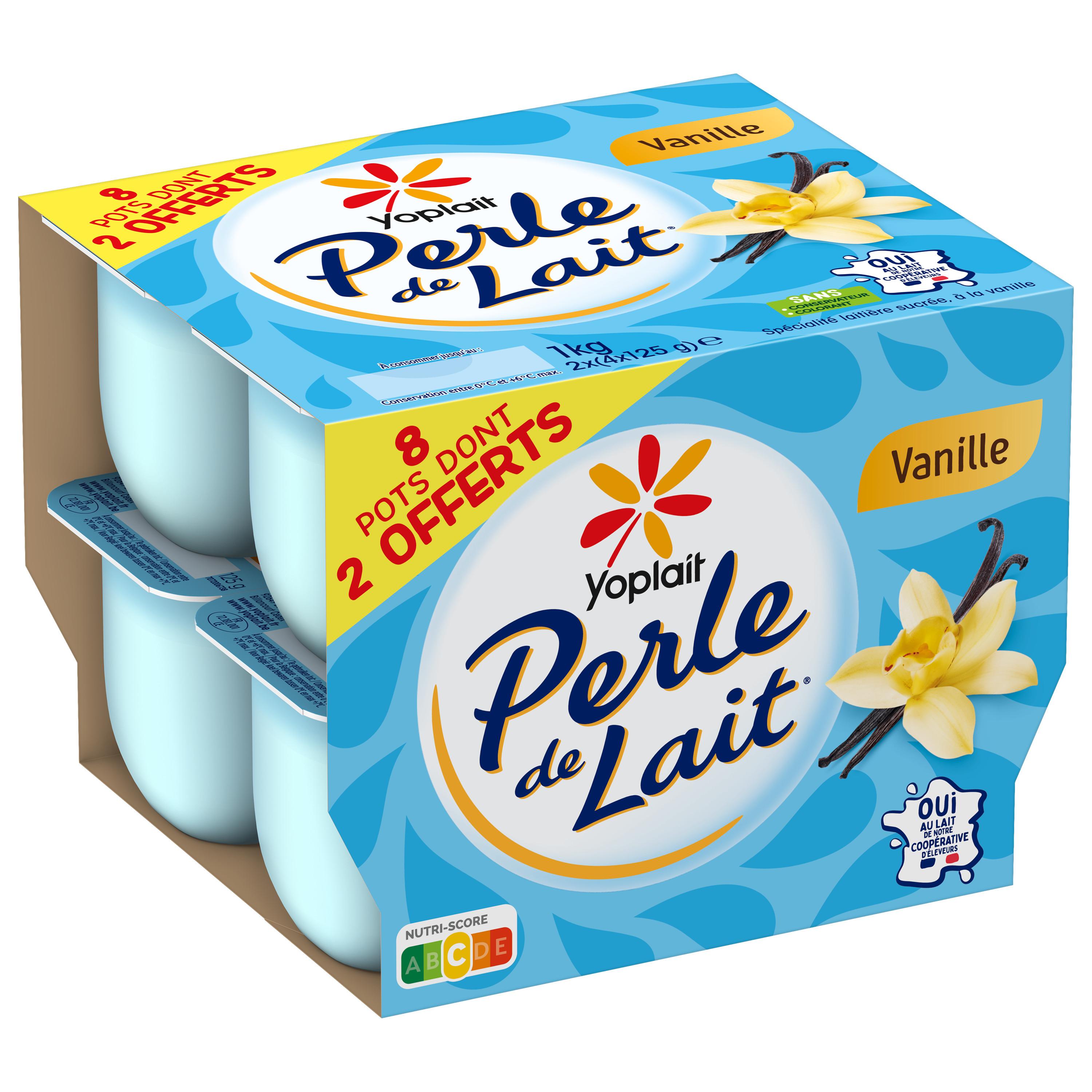 Voir la diapositive 2 : PERLE DE LAIT Yaourt brassé à la vanille 8x125g dont 2 offerts