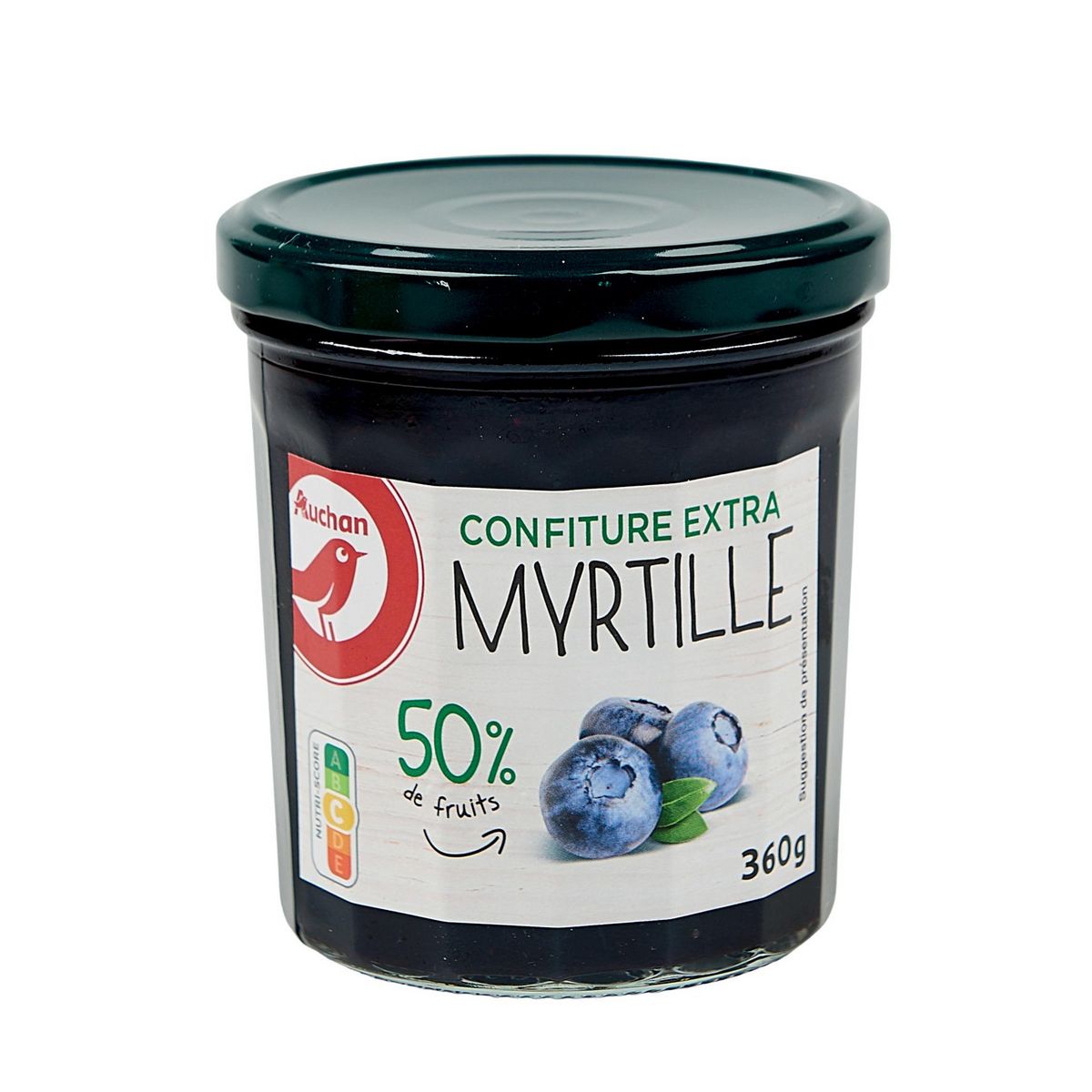 AUCHAN Confiture extra de myrtilles 360g