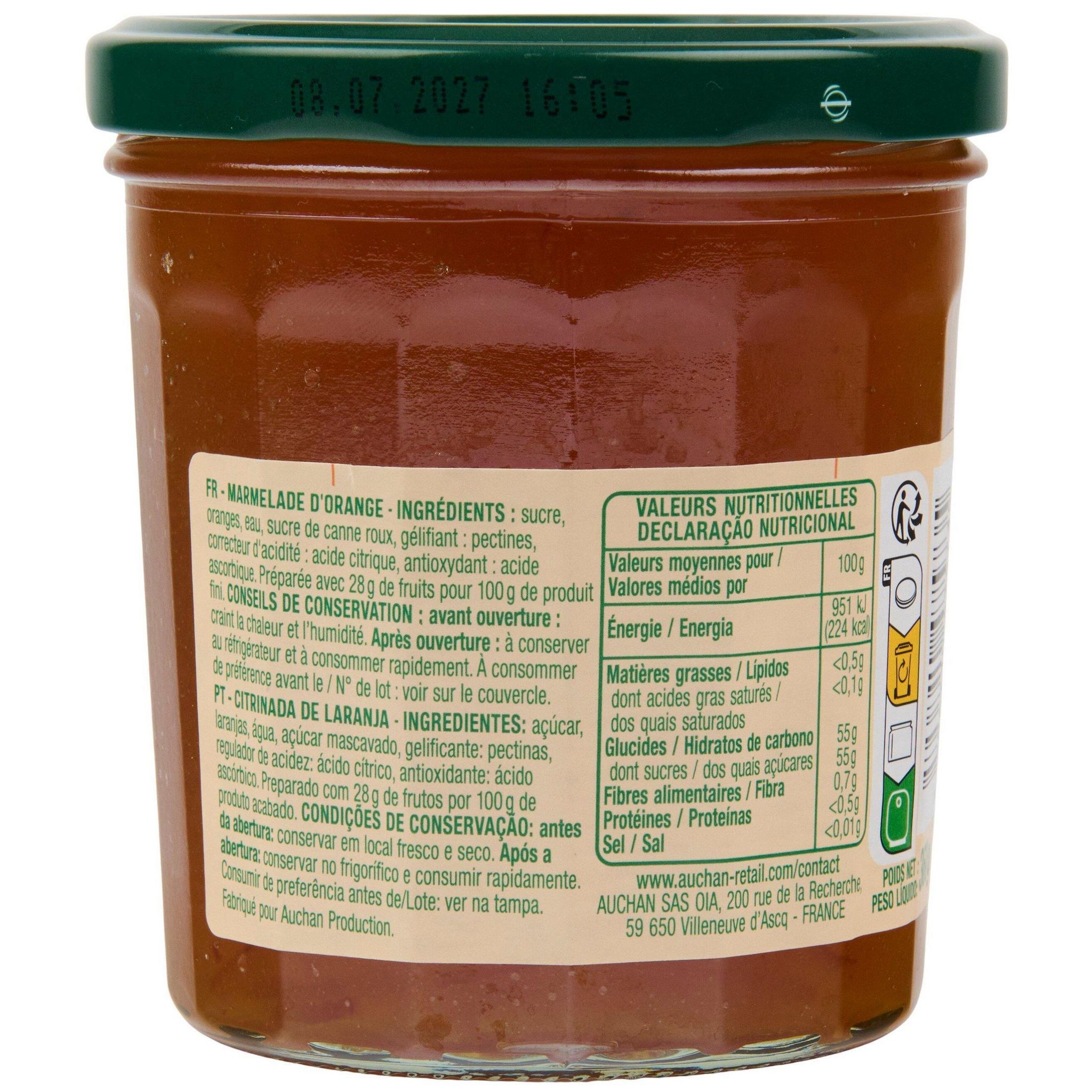 Voir la diapositive 3 : AUCHAN Marmelade d'orange 360g