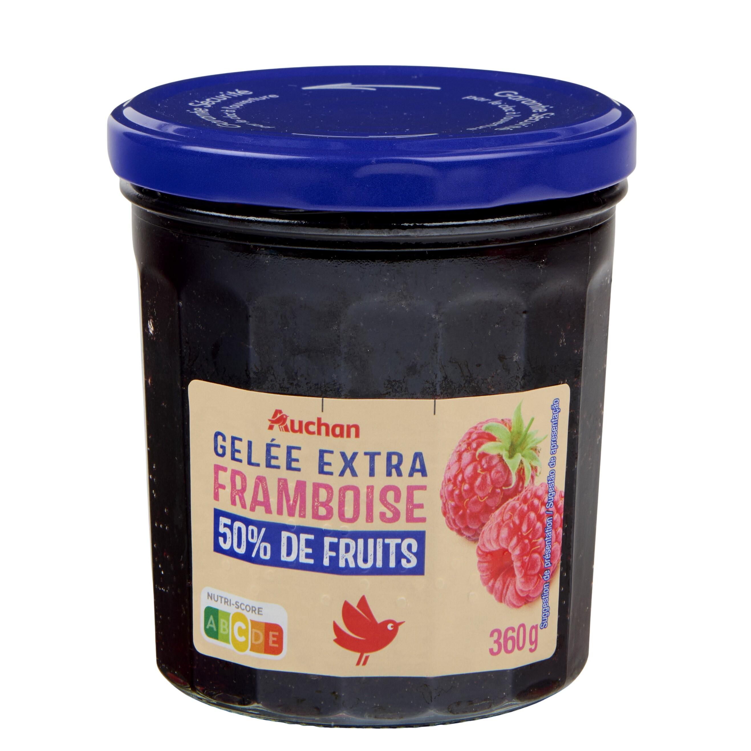 Voir la diapositive 2 : AUCHAN Gelée extra de framboises 360g