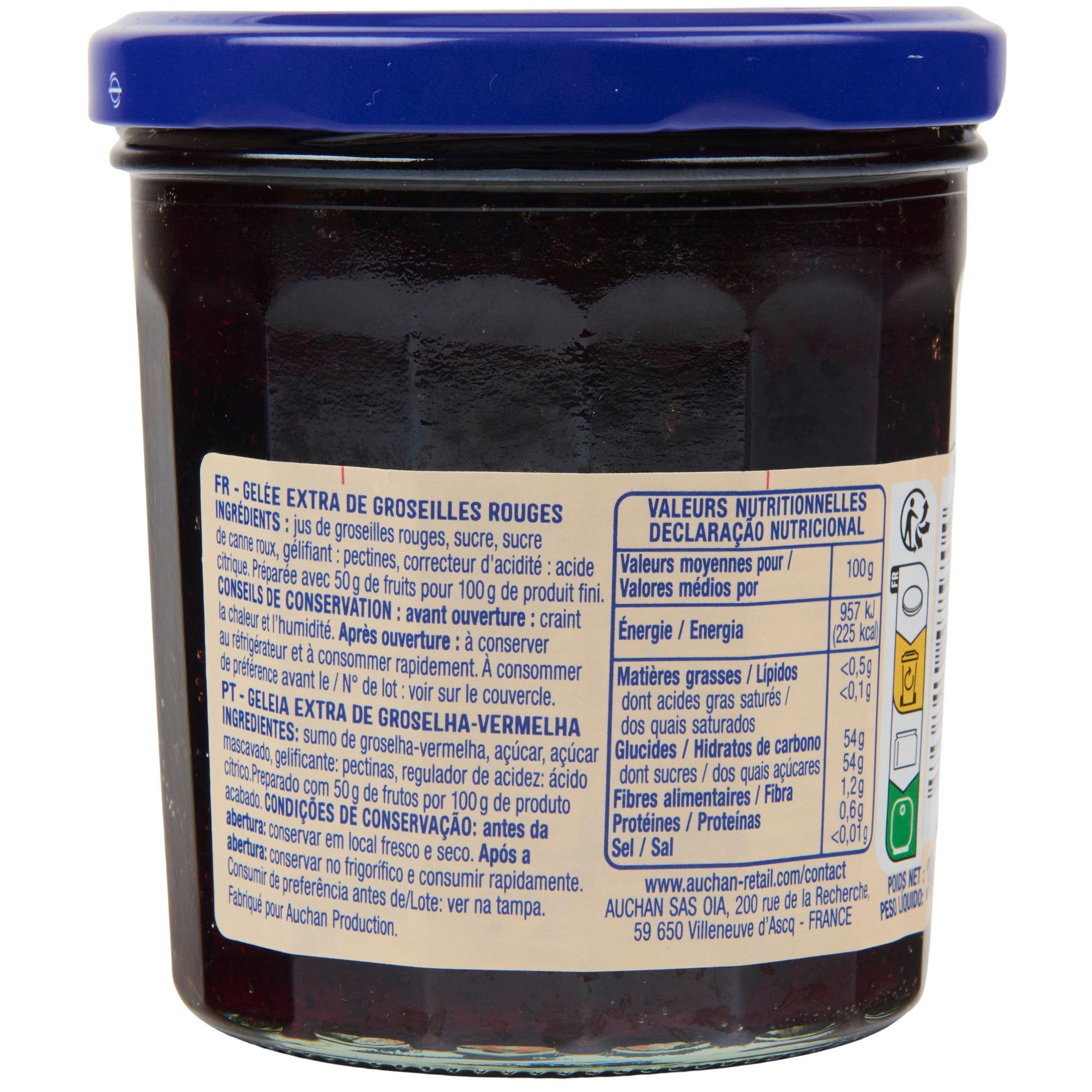 Voir la diapositive 2 : AUCHAN Gelée extra de groseilles 360g