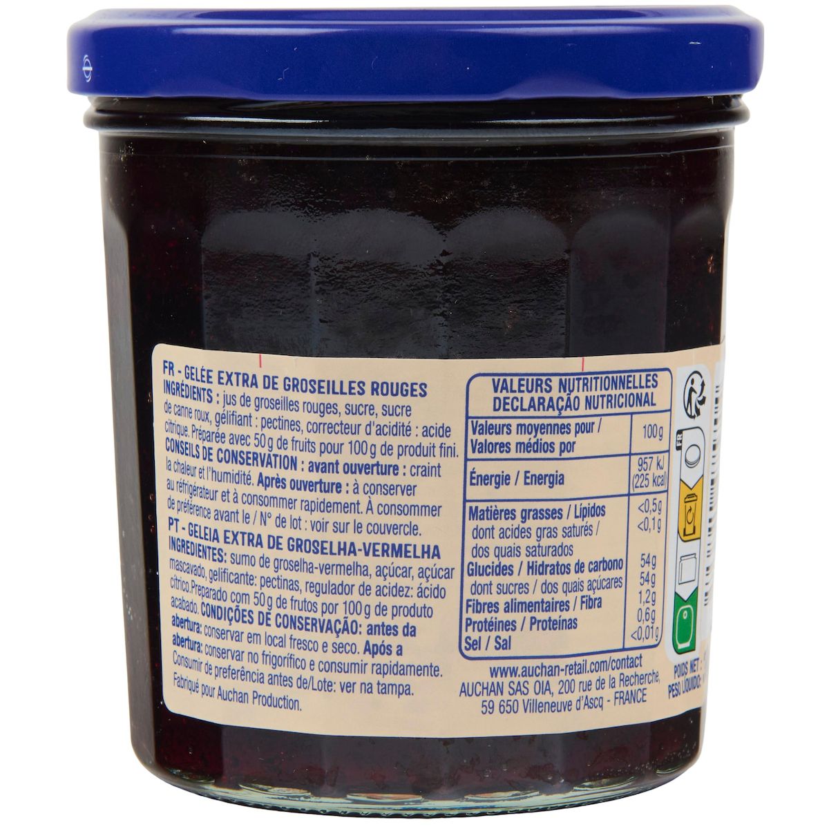 AUCHAN Gelée extra de groseilles 360g