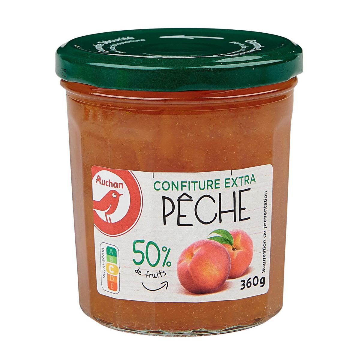 AUCHAN Confiture extra de pêches 360g