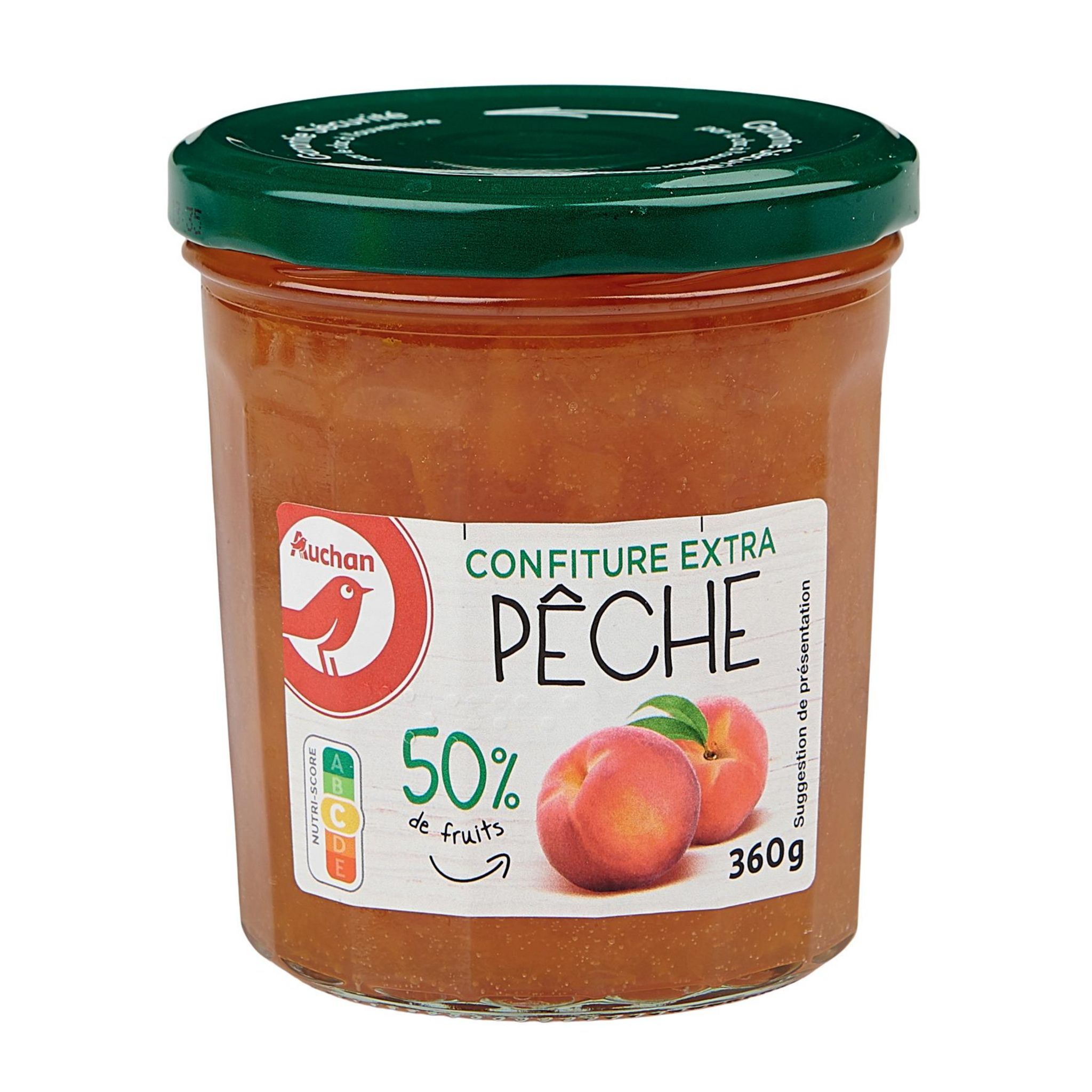 Voir la diapositive 2 : AUCHAN Confiture extra de pêches 360g