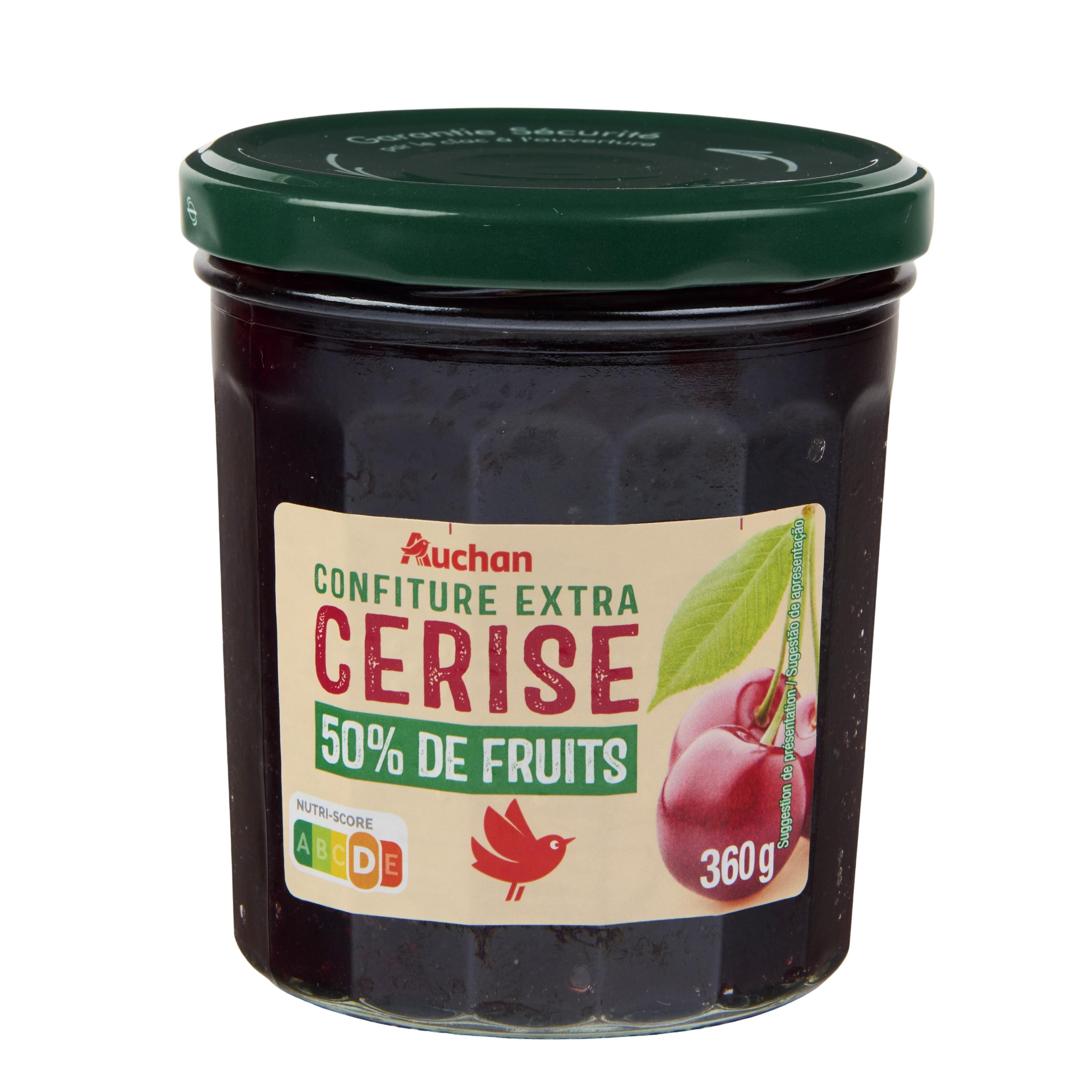 Voir la diapositive 2 : AUCHAN Confiture extra de cerises 360g