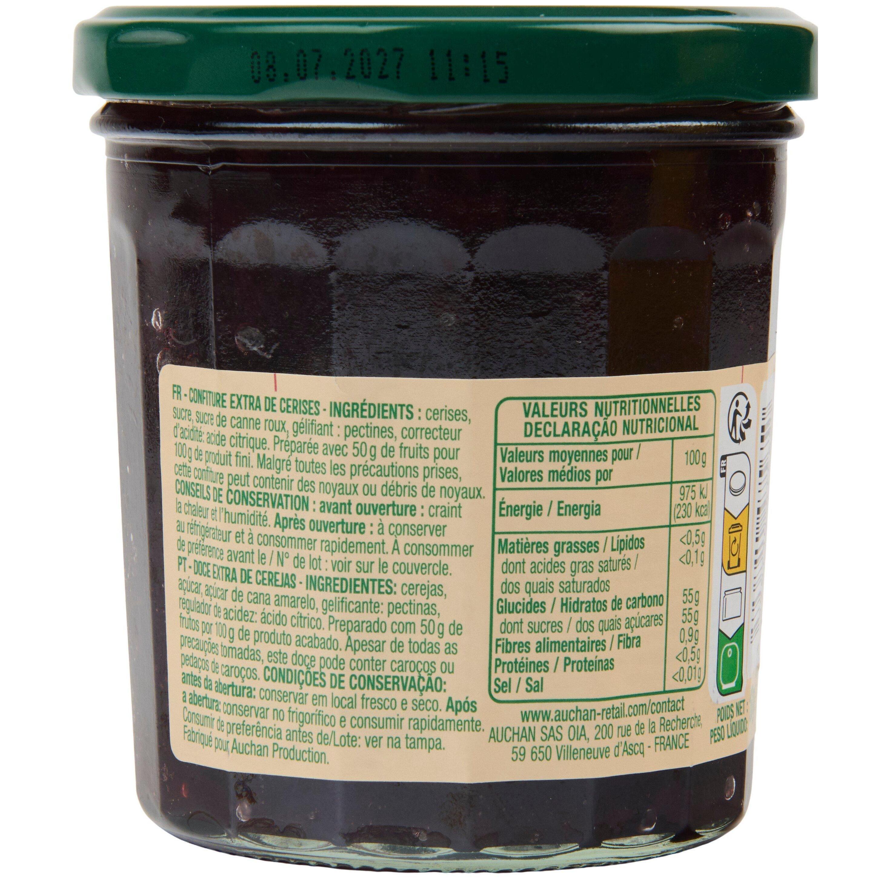 Voir la diapositive 3 : AUCHAN Confiture extra de cerises 360g