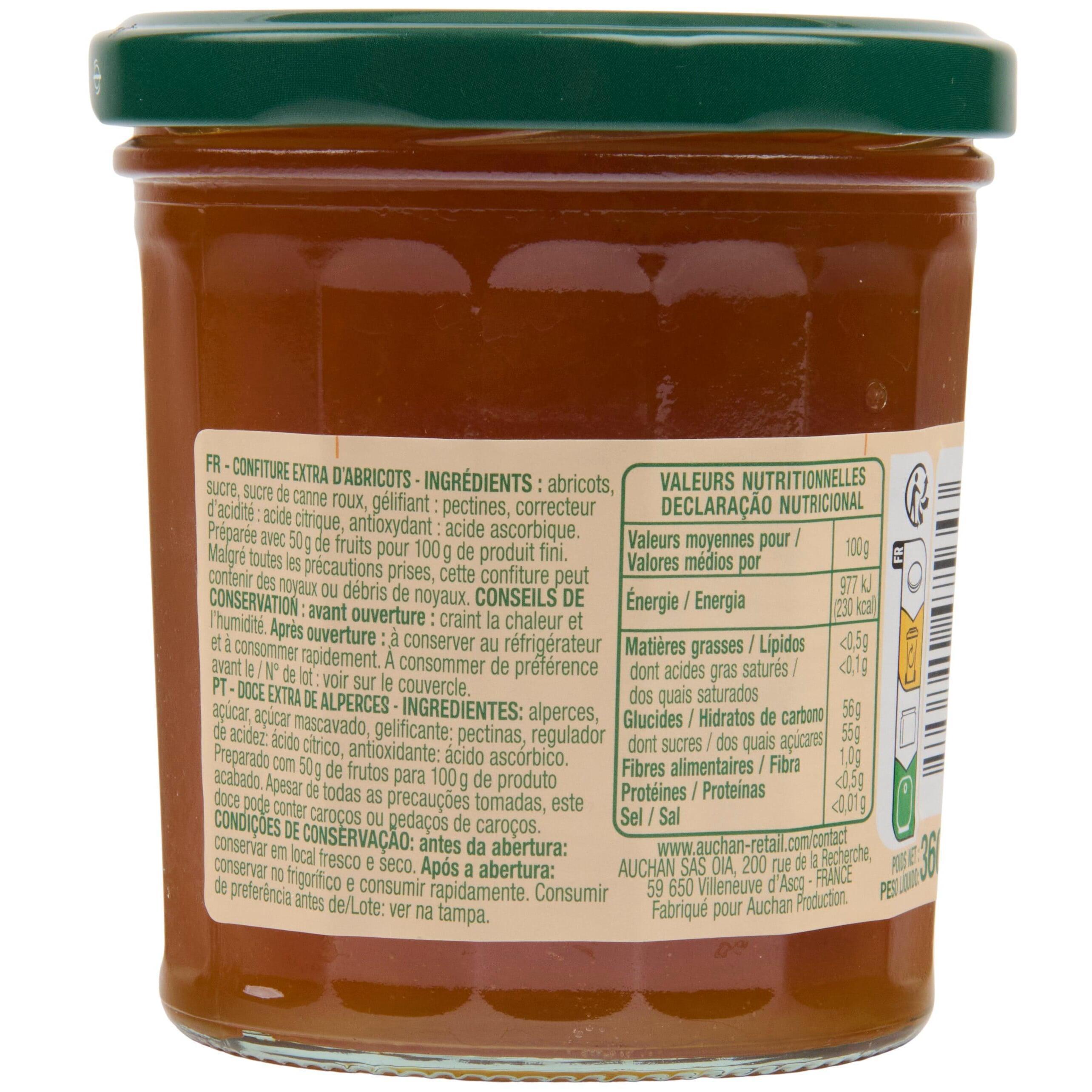 Voir la diapositive 2 : AUCHAN Confiture extra d'abricots 360g