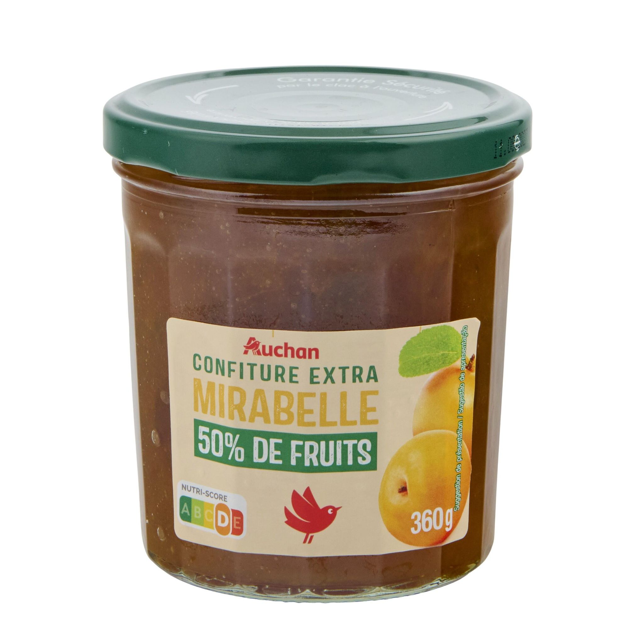 Voir la diapositive 2 : AUCHAN Confiture extra de mirabelles 360g