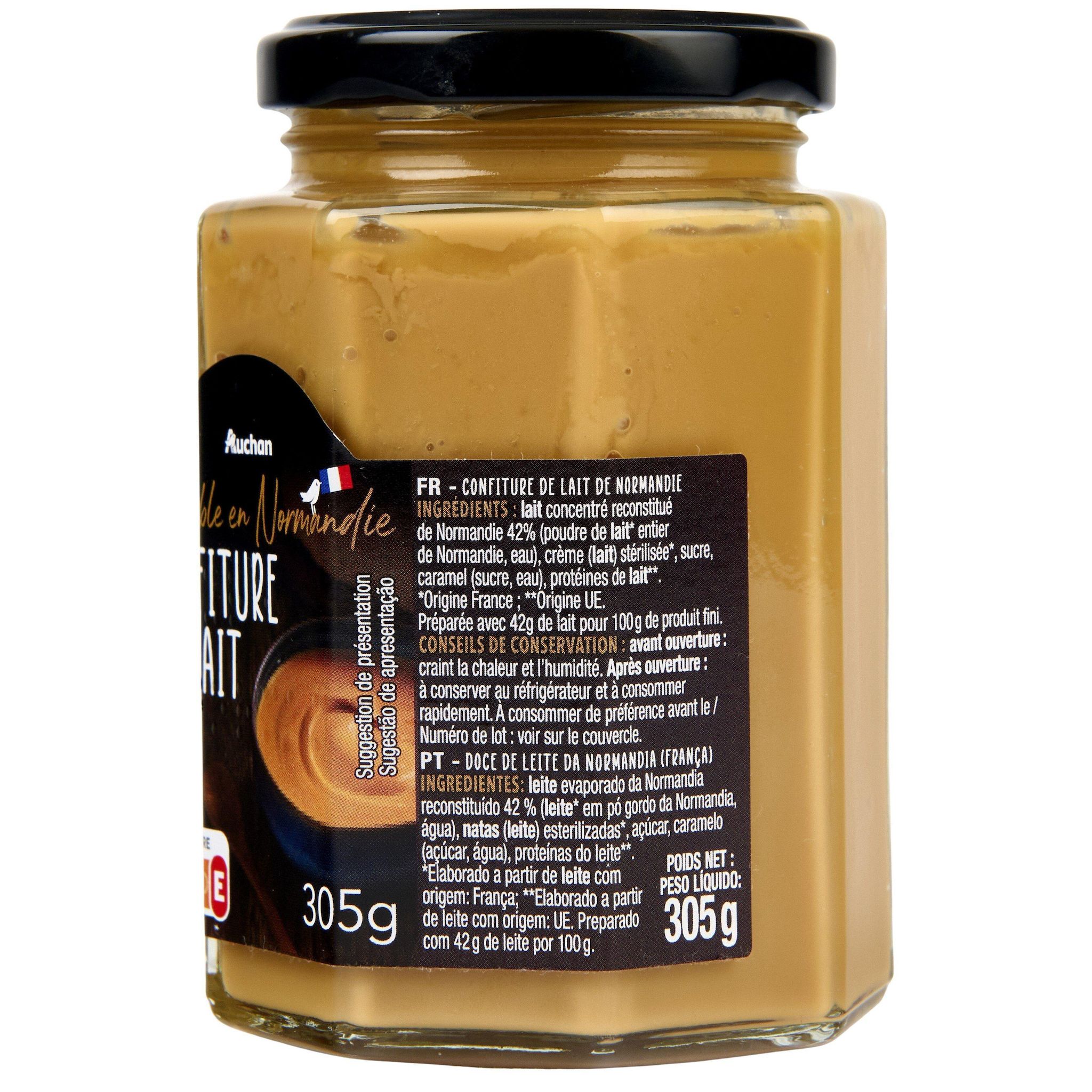 Voir la diapositive 2 : AUCHAN TERROIR Confiture de lait de Normandie 305g