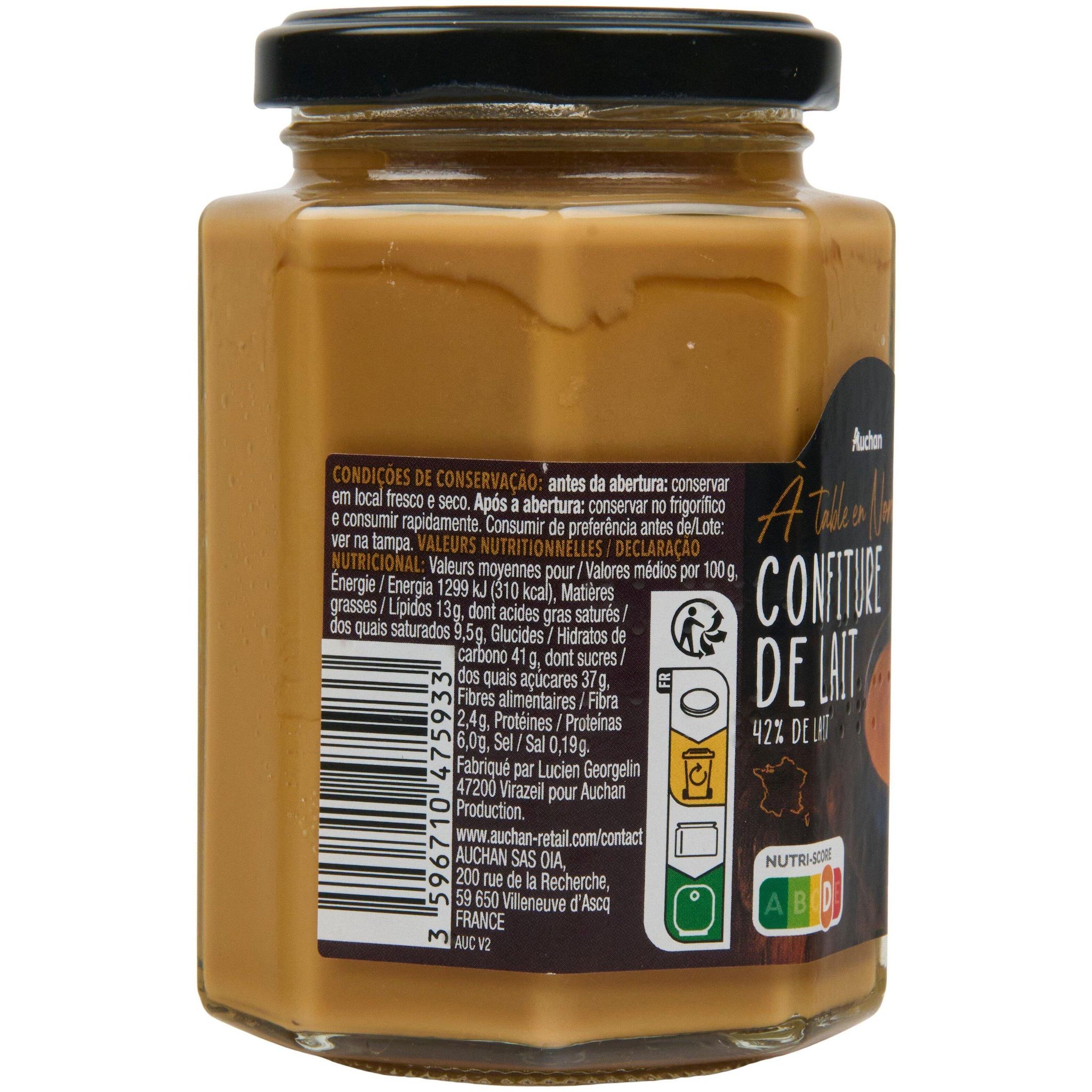 Voir la diapositive 3 : AUCHAN TERROIR Confiture de lait de Normandie 305g