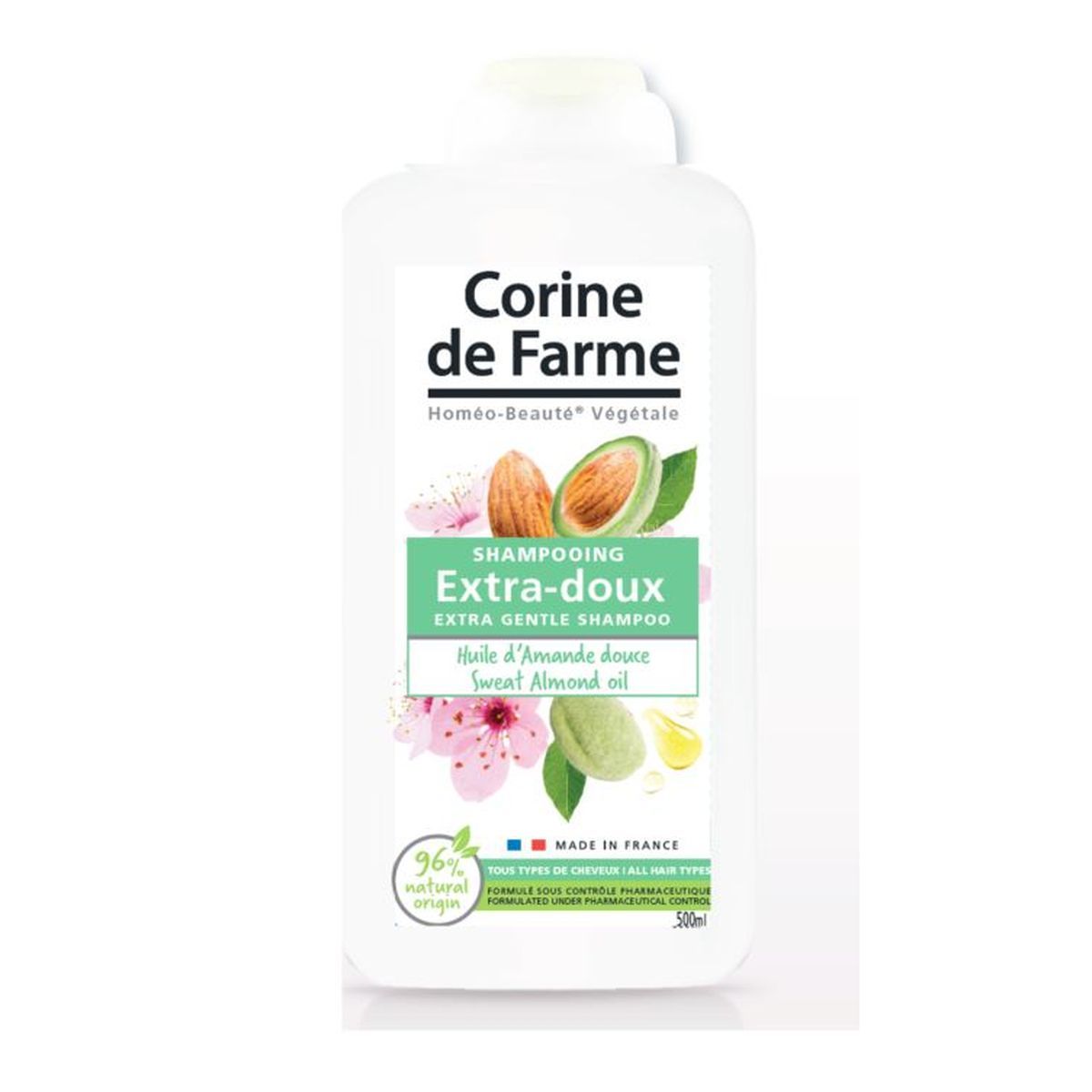 CORINE DE FARME Shampoing extra doux à l'huile d'amande douce tous types de cheveux 500ml