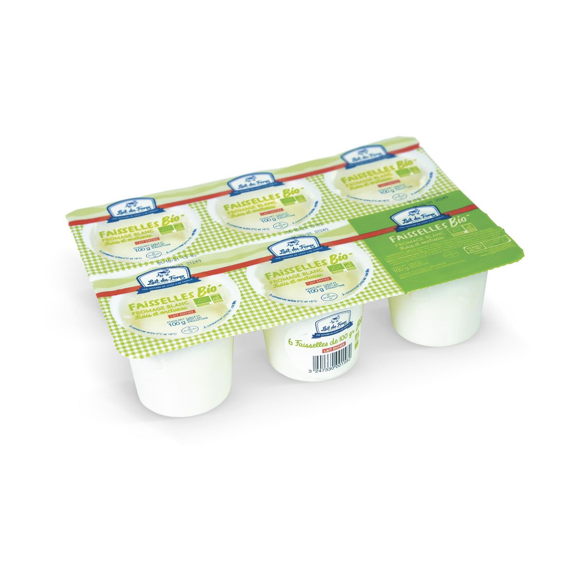 LAIT DU FOREZ Faisselle fromage blanc 5,5%MG bio 6x100g