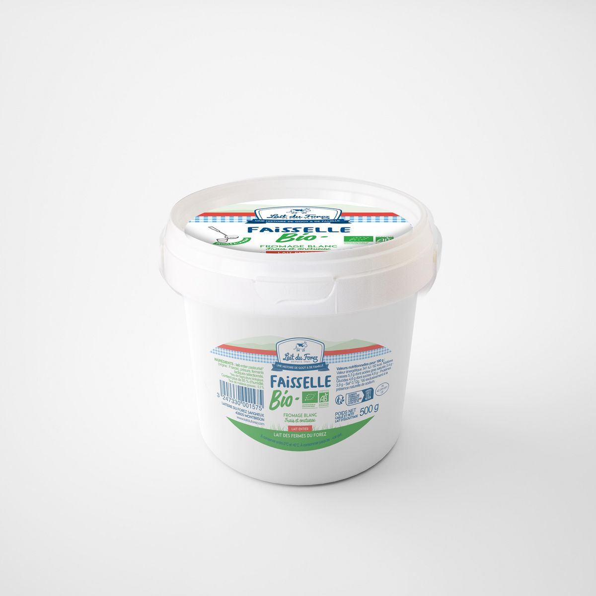 LAIT DU FOREZ Fromage blanc faisselle 5,3% MG bio 500g