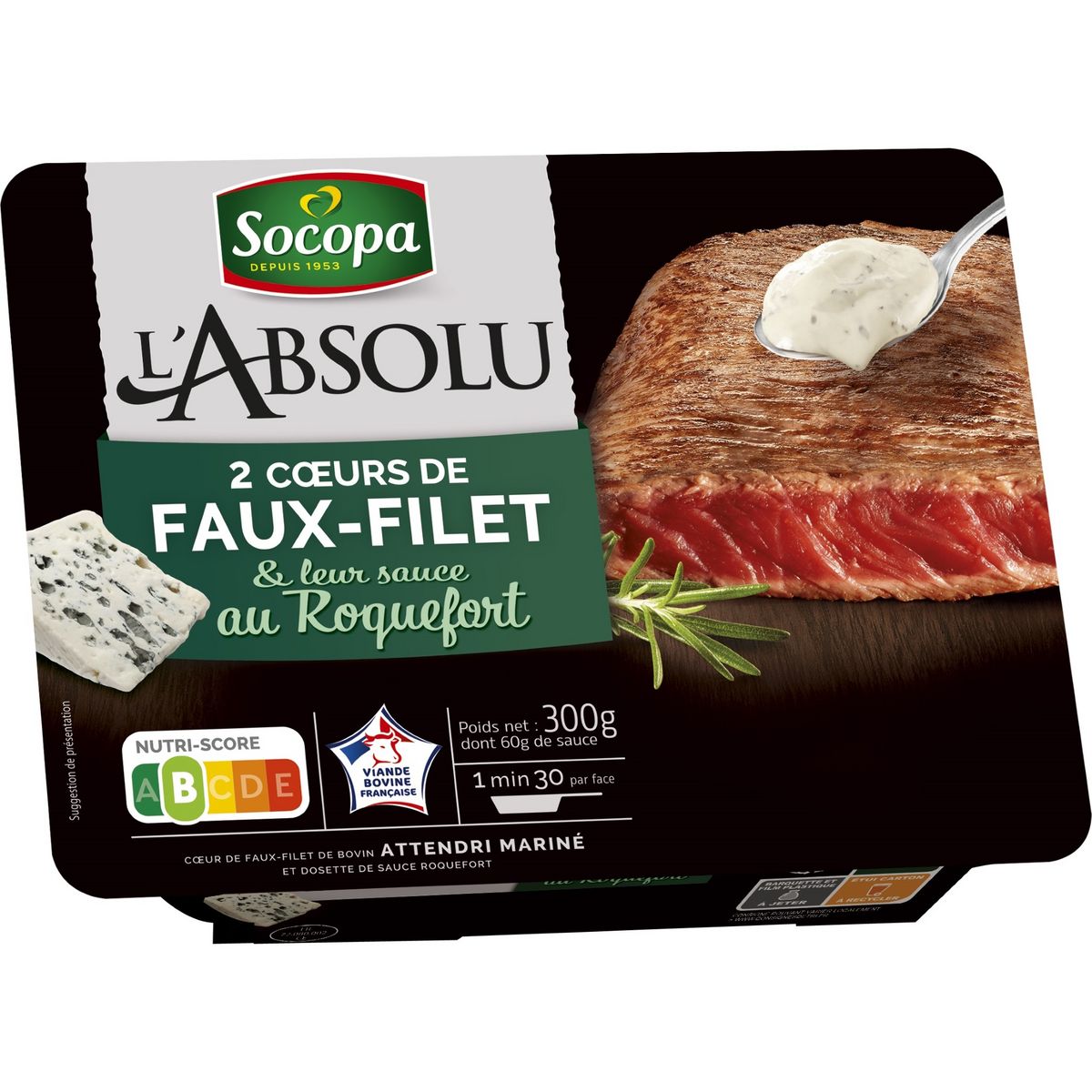 SOCOPA Coeurs de faux filet et leur sauce au roquefort 2 pièces 240g