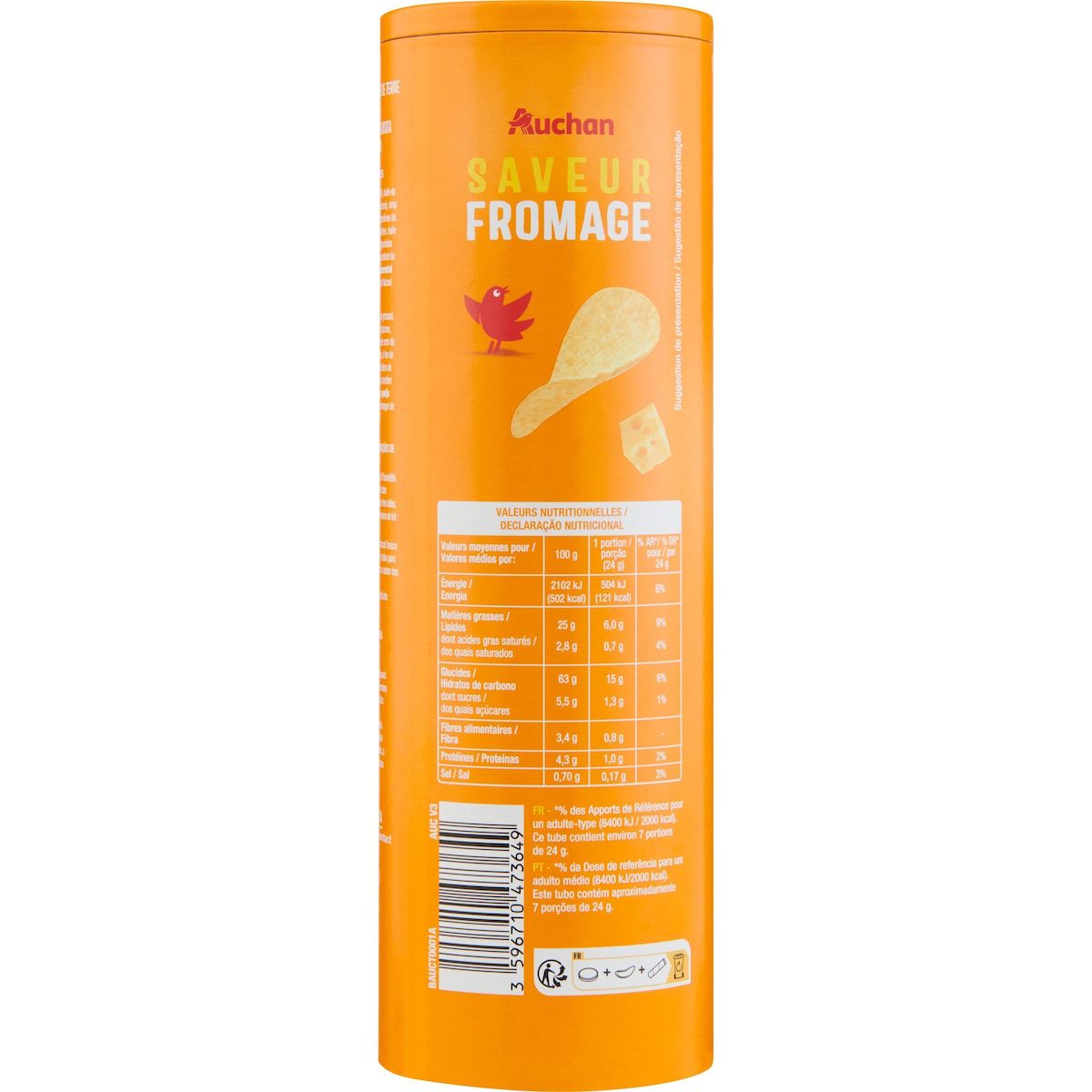 AUCHAN Chips tuiles saveur emmental 170g