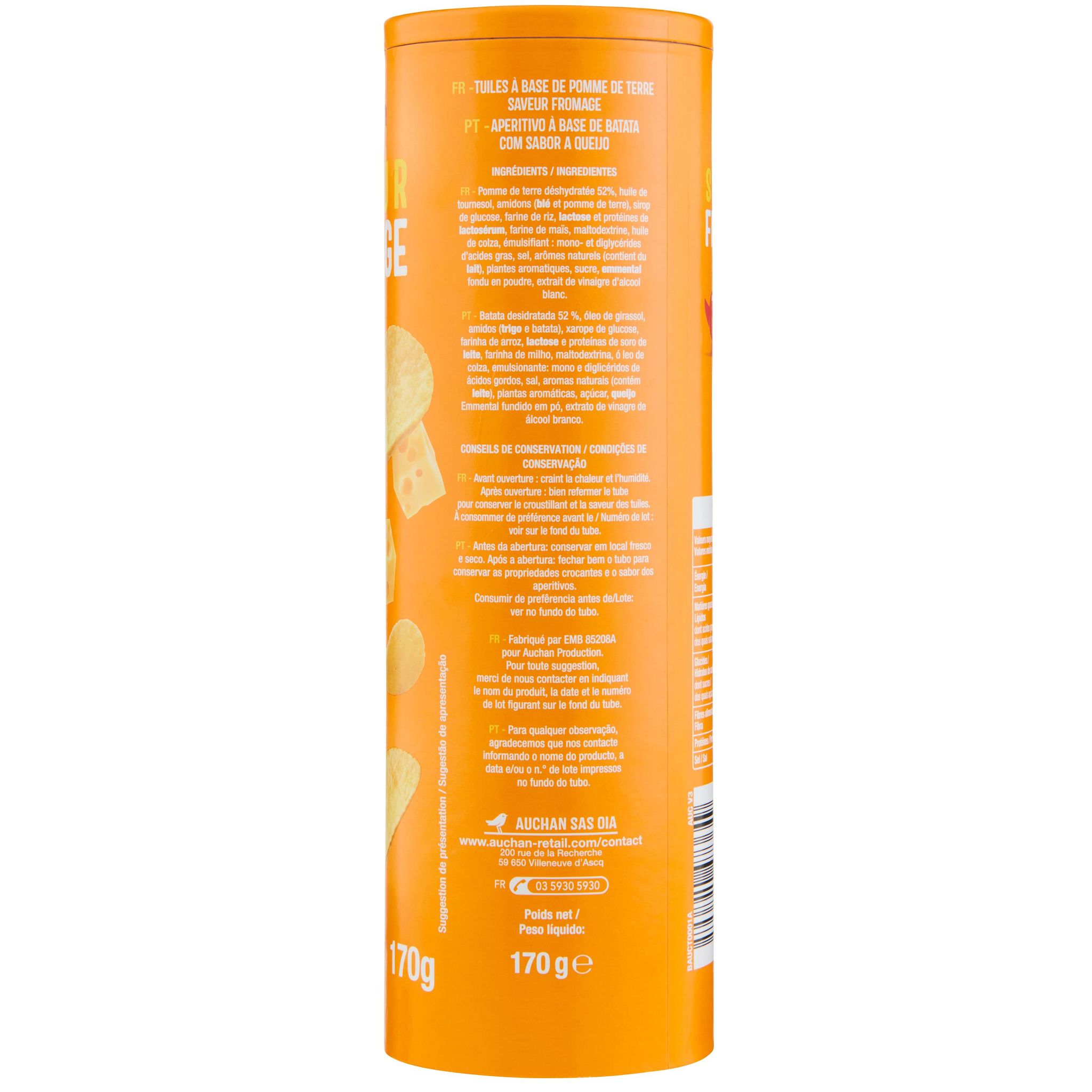 Voir la diapositive 3 : AUCHAN Chips tuiles saveur emmental 170g