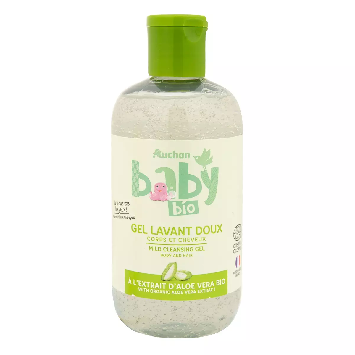 AUCHAN BABY BIO Gel lavant doux à l'aloé vera bio pour bébé 250ml