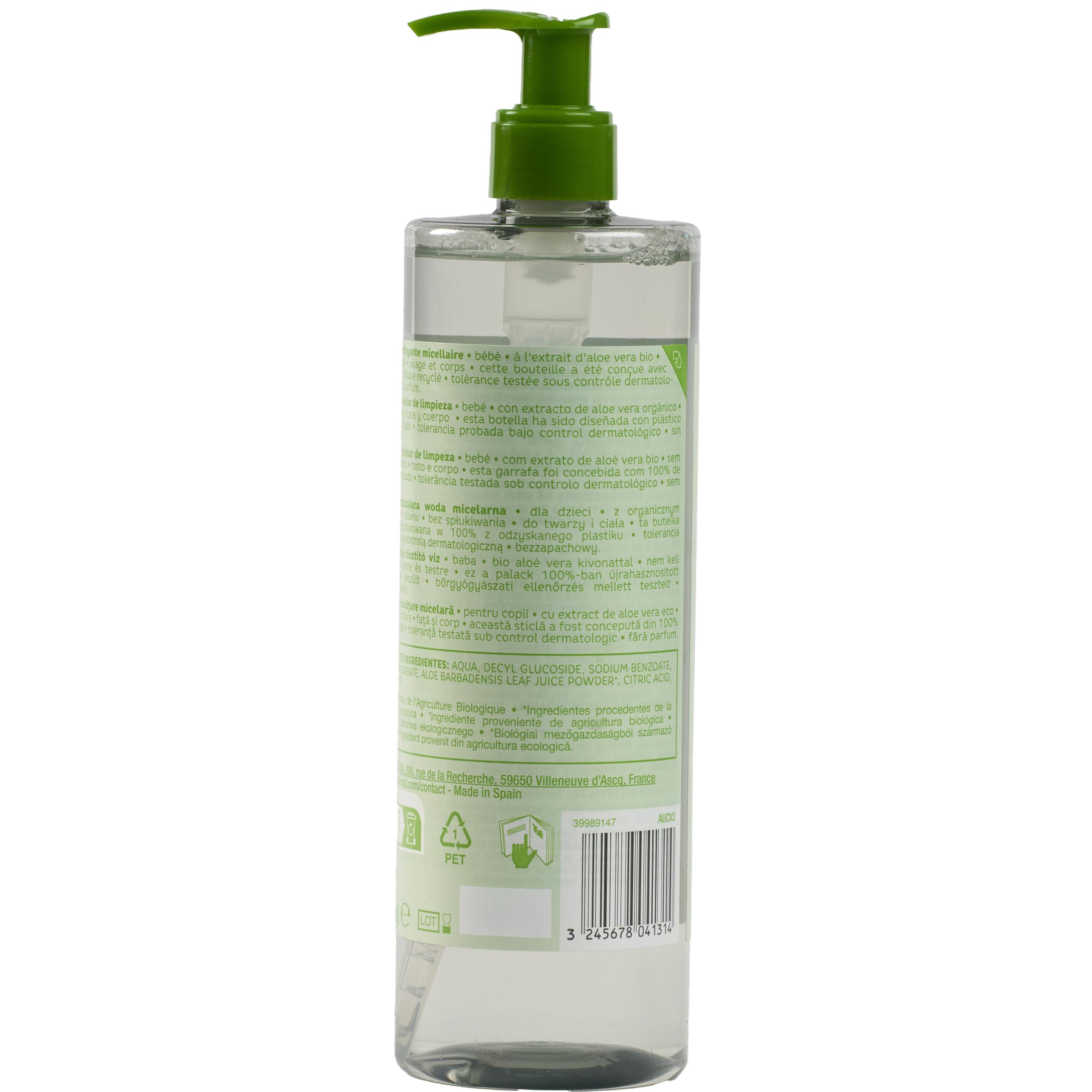 Voir la diapositive 2 : AUCHAN BABY BIO Eau nettoyante micellaire bio visage et corps pour bébé 500ml