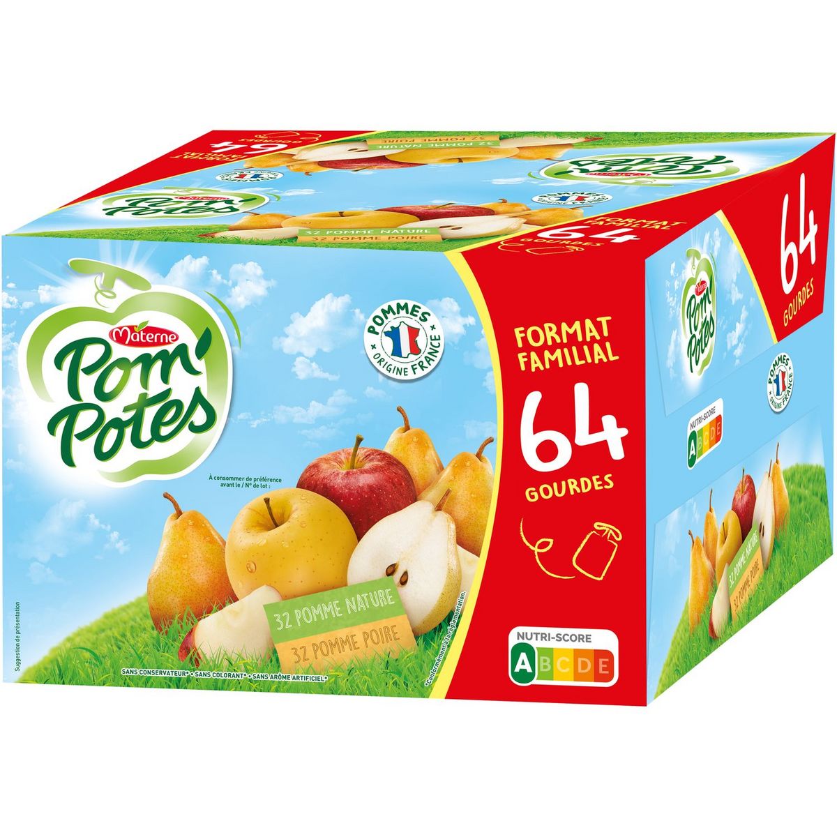 POM'POTES Gourdes pomme et pomme-poire 64x90g