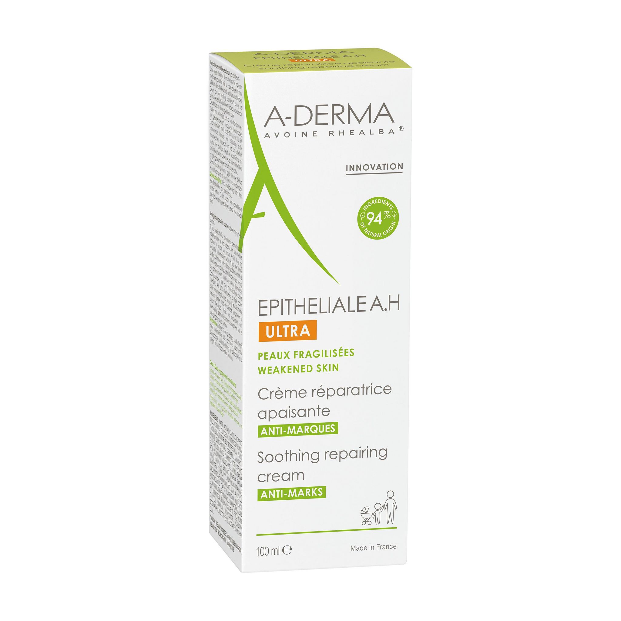 Voir la diapositive 2 : A-DERMA Epitheliale A.H Crème réparatrice apaisante anti-marques 100ml